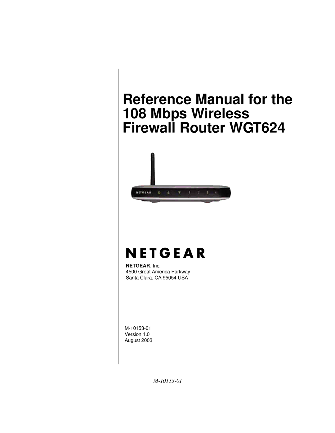 NETGEAR WGT624 manual 10153-01 