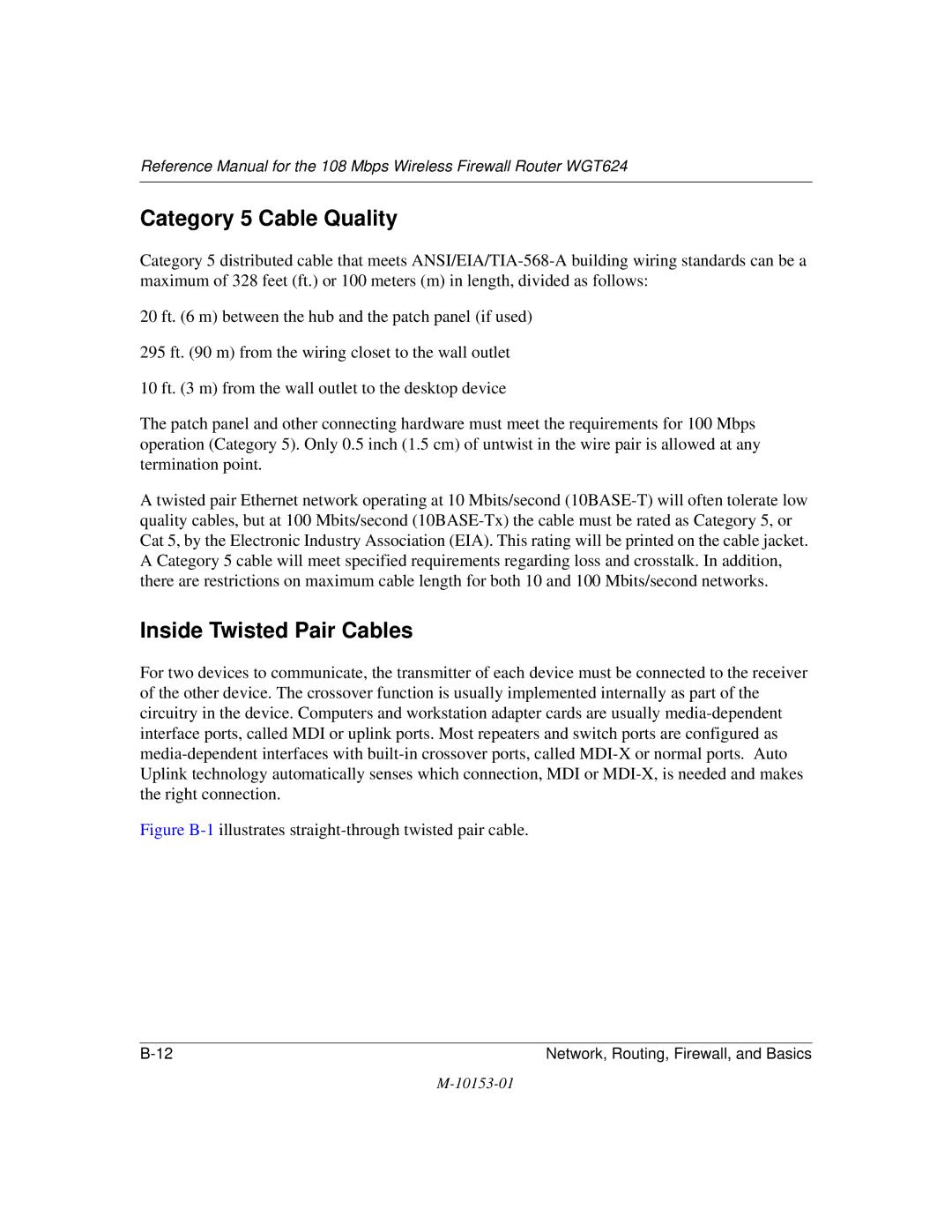 NETGEAR WGT624 manual Category 5 Cable Quality, Inside Twisted Pair Cables 