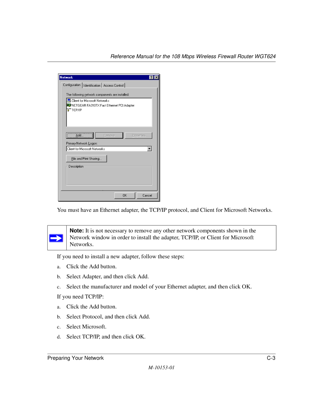 NETGEAR WGT624 manual Preparing Your Network 