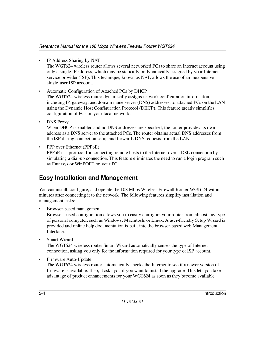 NETGEAR WGT624 manual Easy Installation and Management 