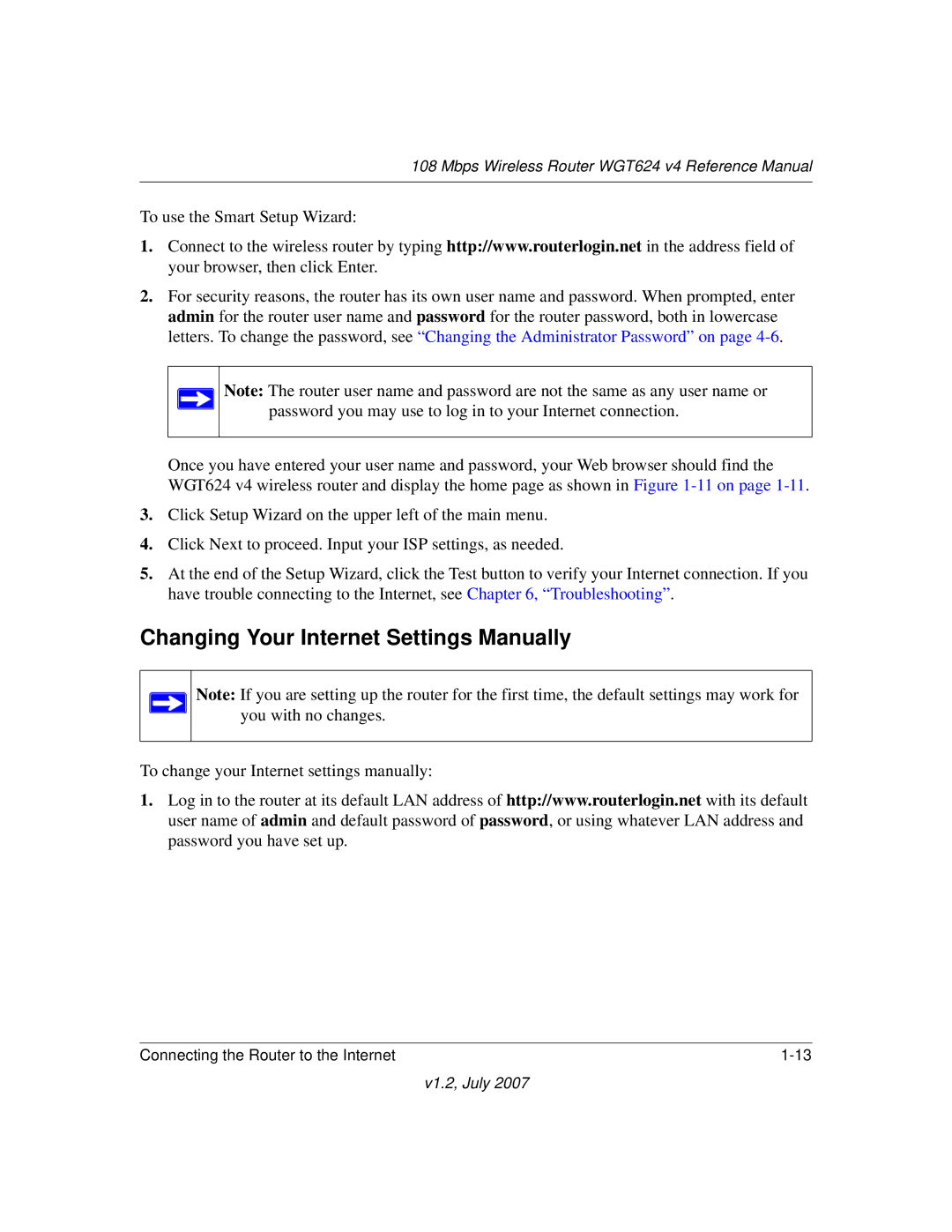 NETGEAR WGT624 Changing Your Internet Settings Manually, To change your Internet settings manually 