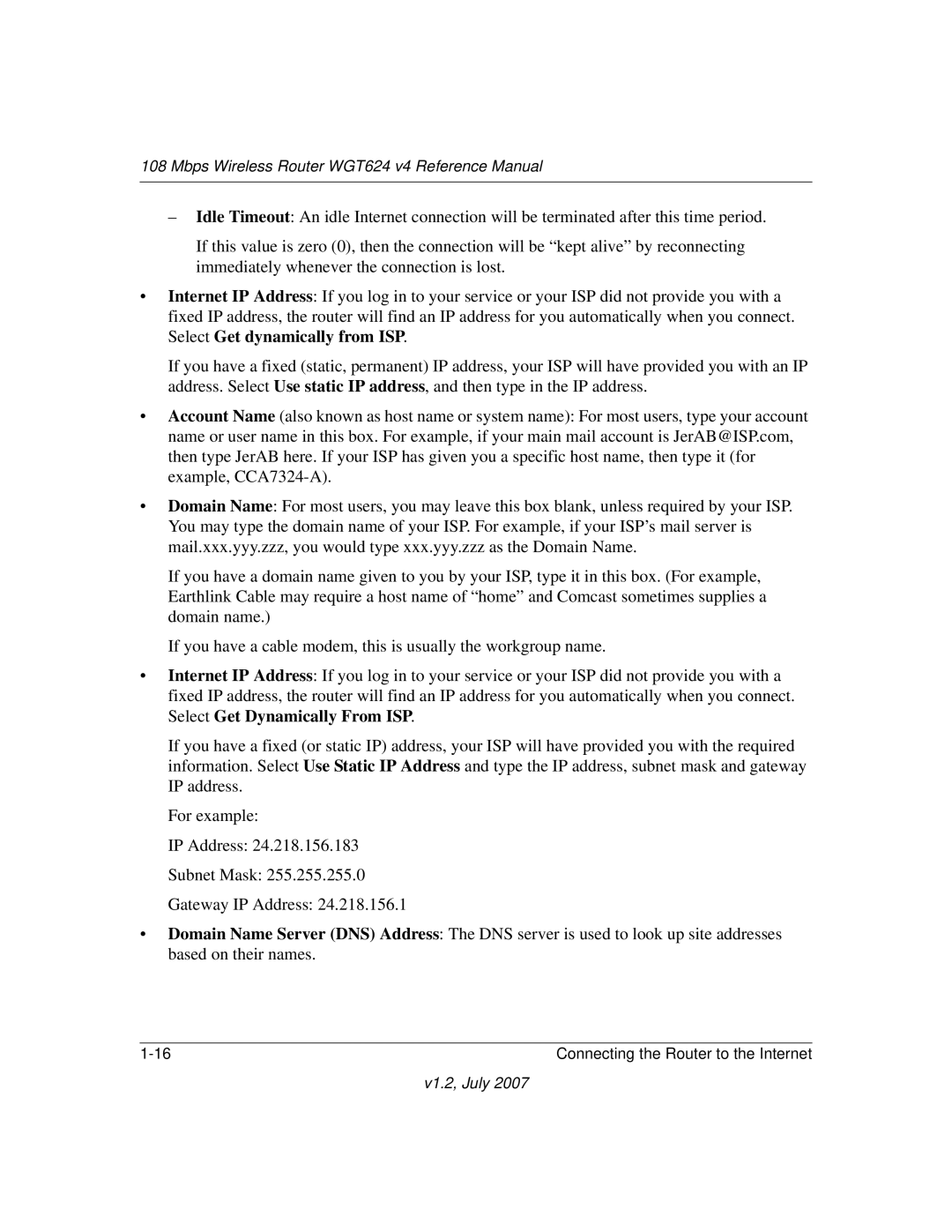 NETGEAR manual Mbps Wireless Router WGT624 v4 Reference Manual 