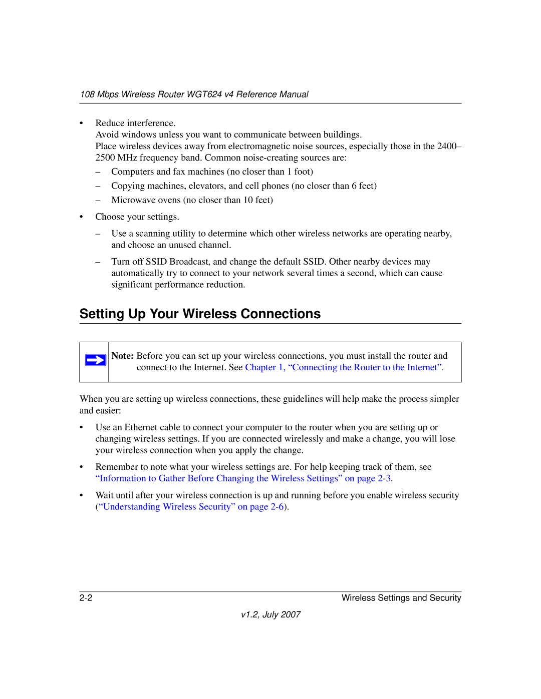 NETGEAR WGT624 manual Setting Up Your Wireless Connections 