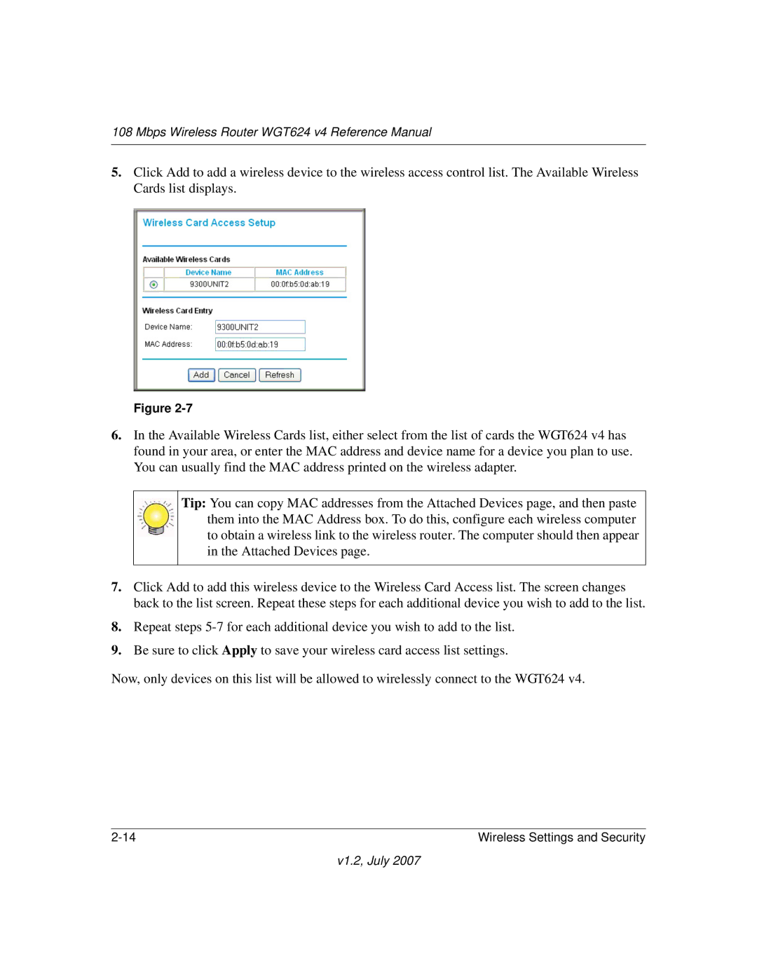 NETGEAR manual Mbps Wireless Router WGT624 v4 Reference Manual 