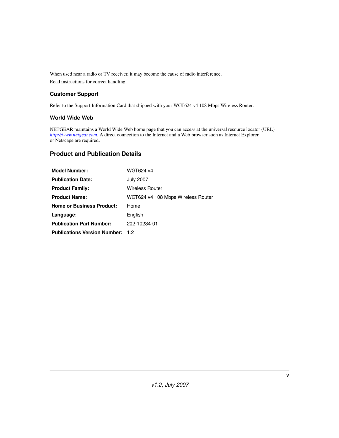 NETGEAR WGT624 manual Product and Publication Details 