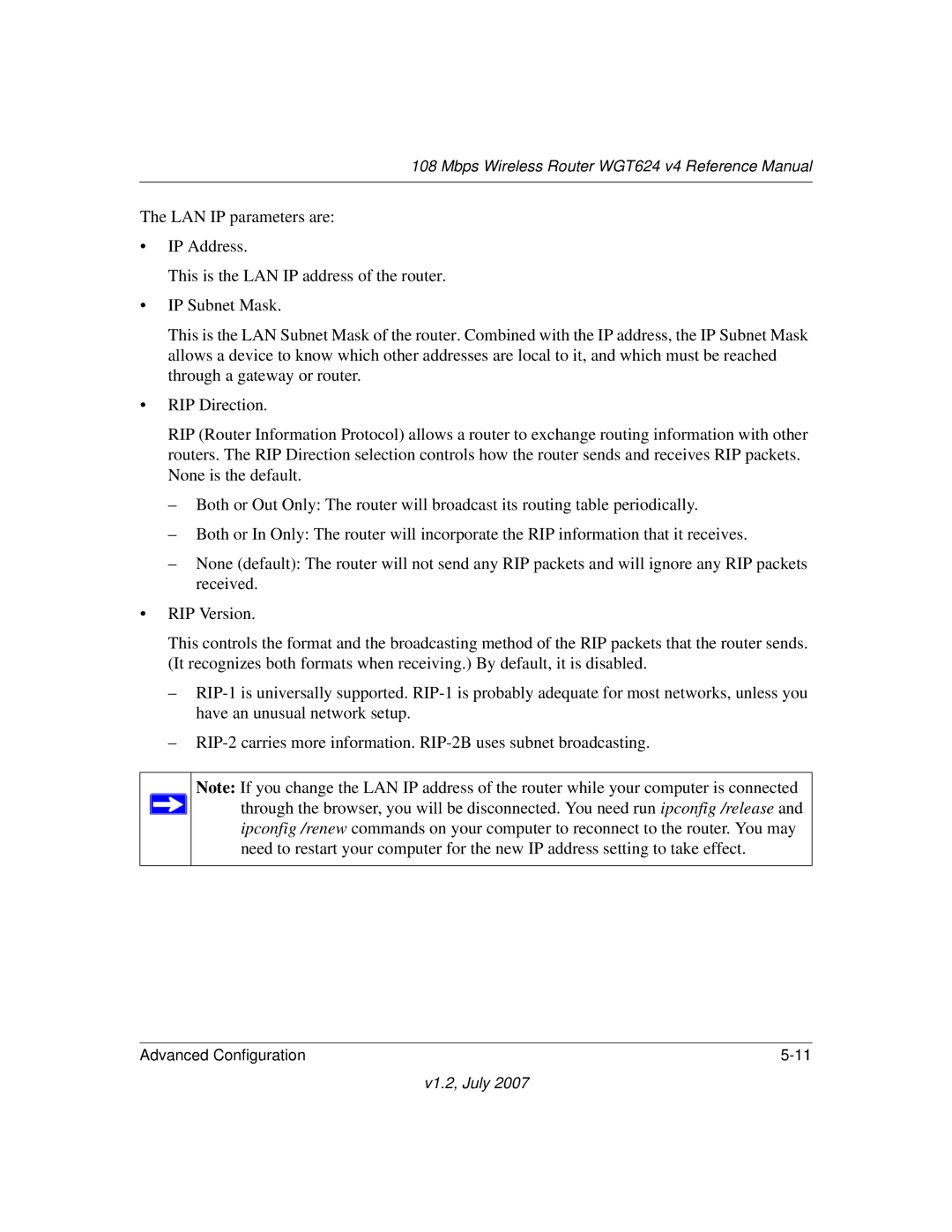 NETGEAR manual Mbps Wireless Router WGT624 v4 Reference Manual 