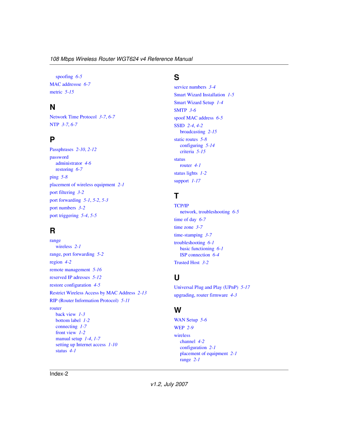 NETGEAR WGT624 manual Index-2 