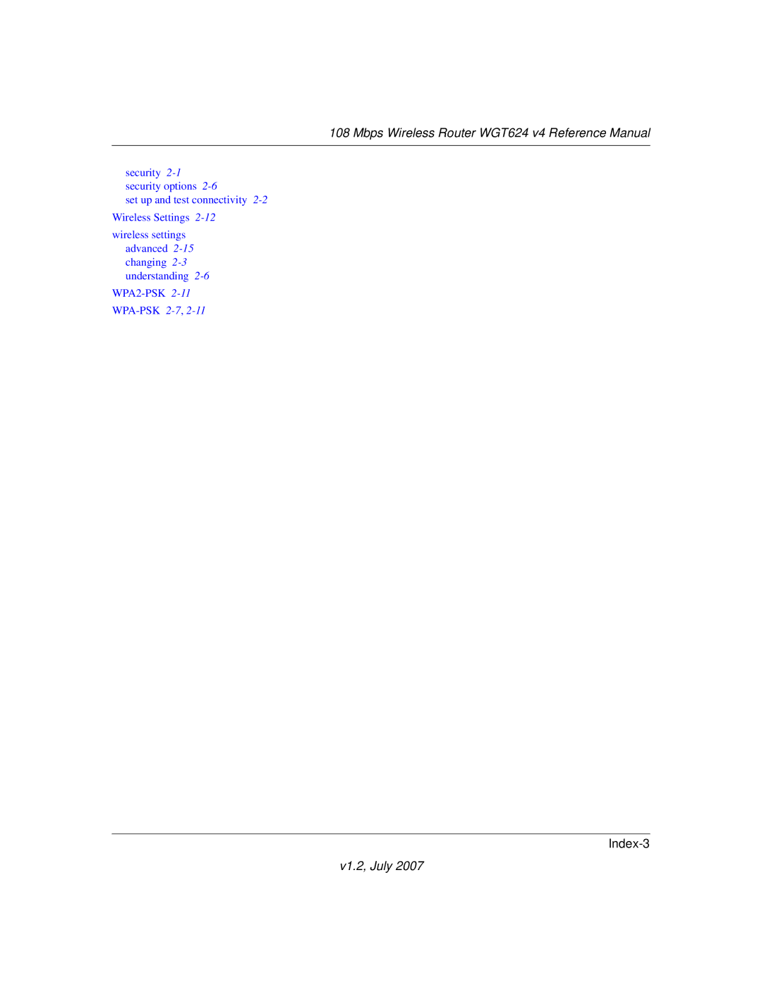 NETGEAR WGT624 manual Index-3 