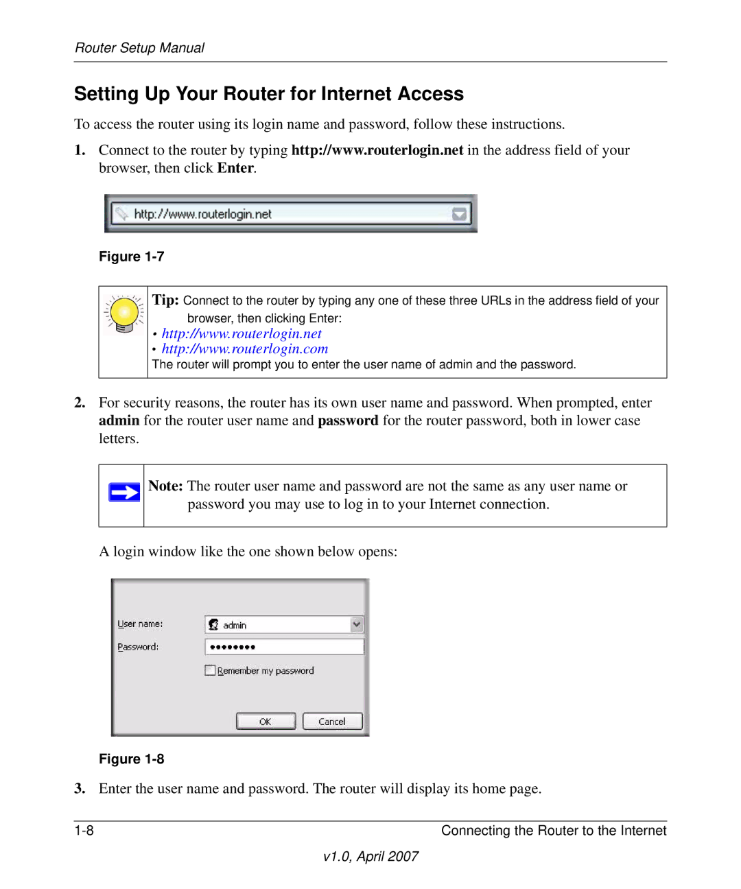 NETGEAR WGT624v4 manual Setting Up Your Router for Internet Access 