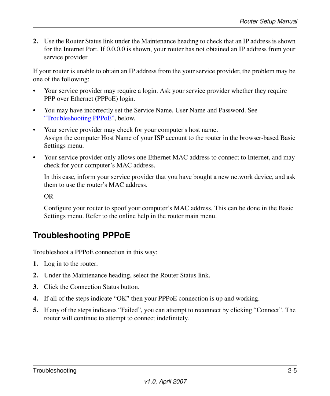 NETGEAR WGT624v4 manual Troubleshooting PPPoE 