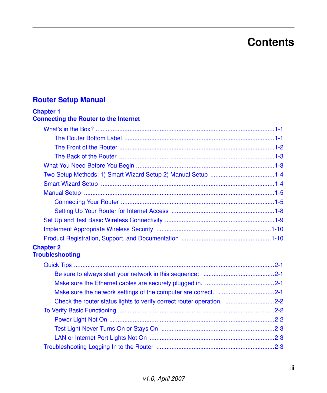 NETGEAR WGT624v4 manual Contents 