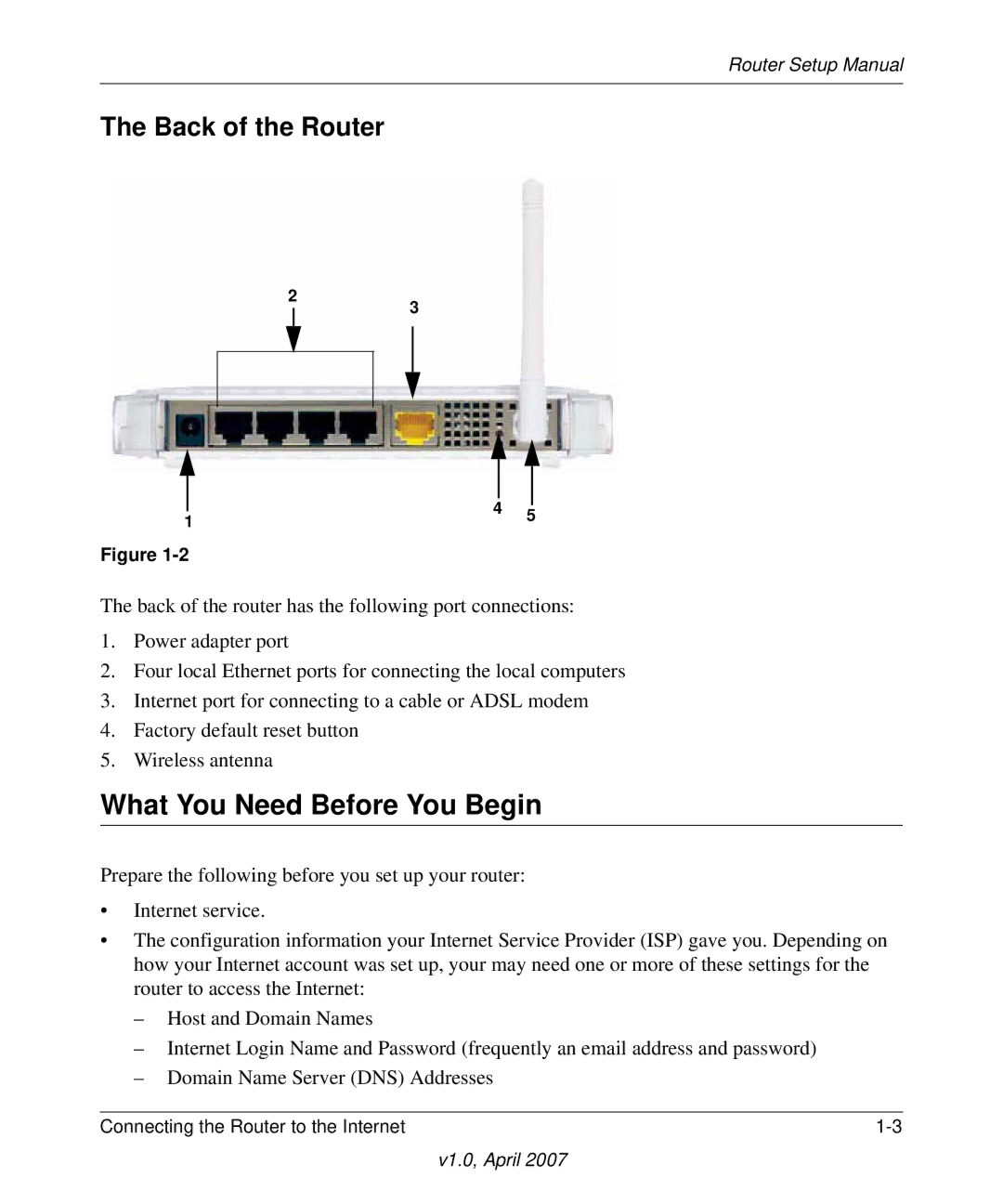 NETGEAR WGT624v4 manual What You Need Before You Begin, Back of the Router 