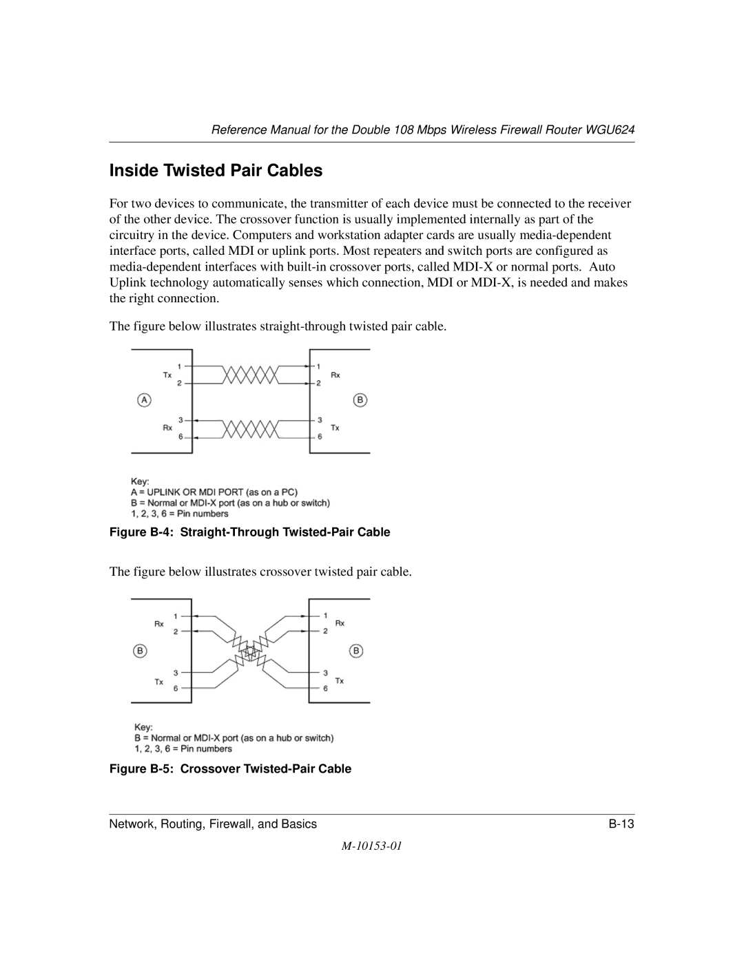 NETGEAR WGU624 manual Inside Twisted Pair Cables, Figure B-4 Straight-Through Twisted-Pair Cable 