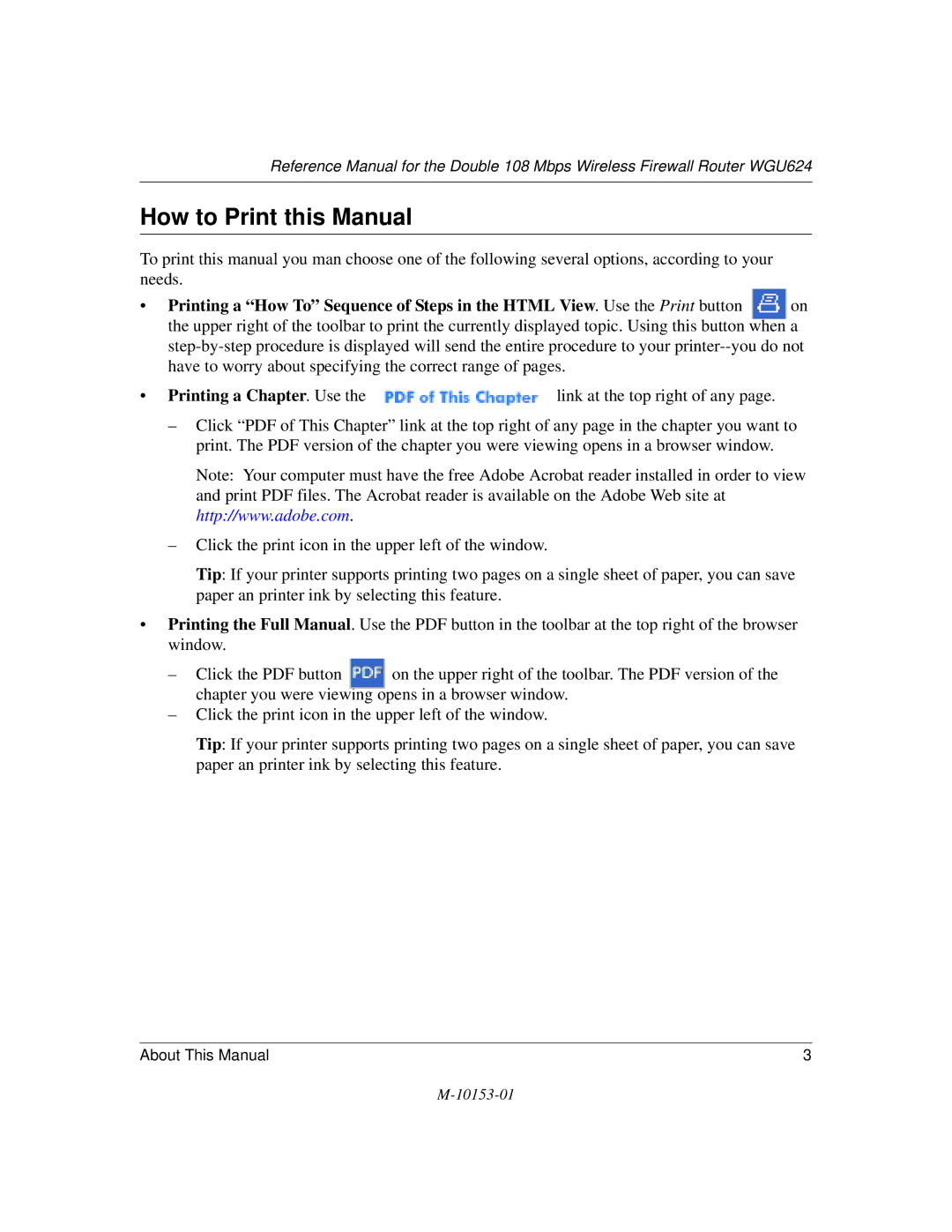 NETGEAR WGU624 manual How to Print this Manual 