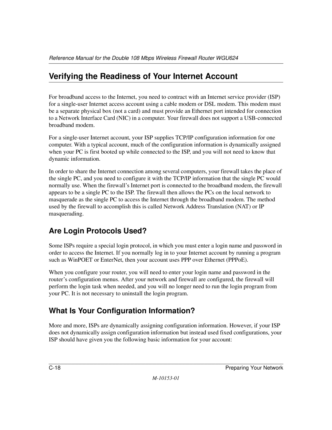 NETGEAR WGU624 manual Verifying the Readiness of Your Internet Account, Are Login Protocols Used? 