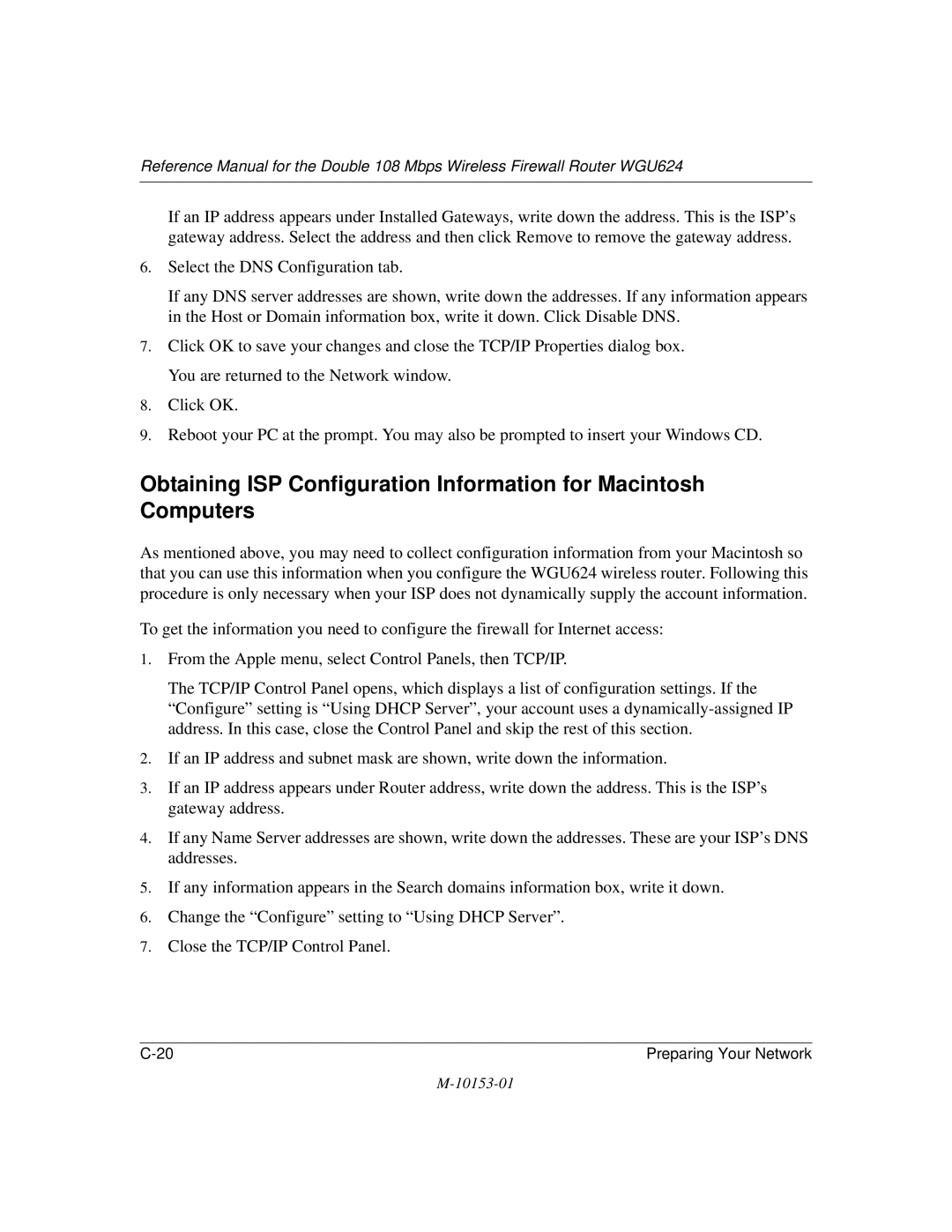 NETGEAR WGU624 manual Preparing Your Network 