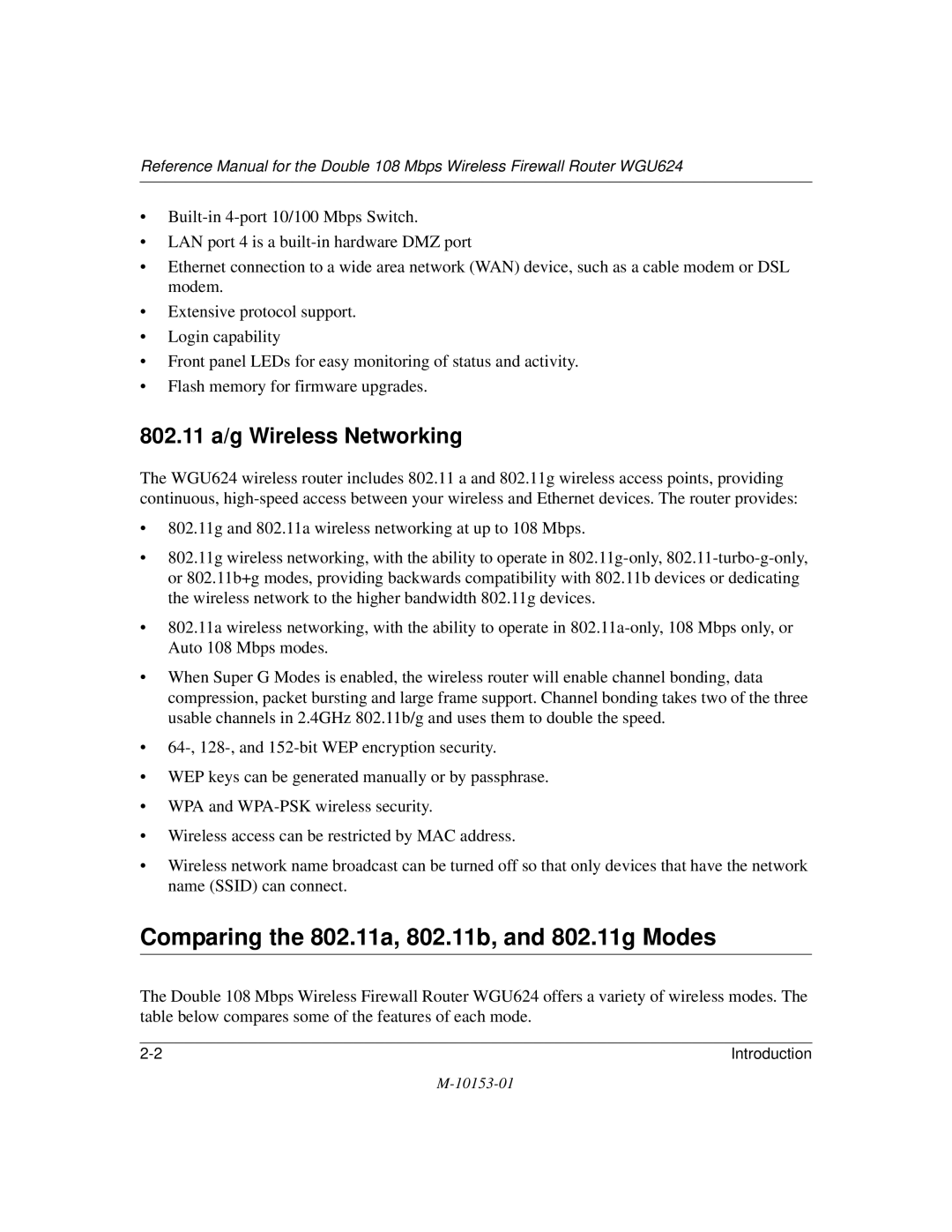 NETGEAR WGU624 manual Comparing the 802.11a, 802.11b, and 802.11g Modes, 802.11 a/g Wireless Networking 