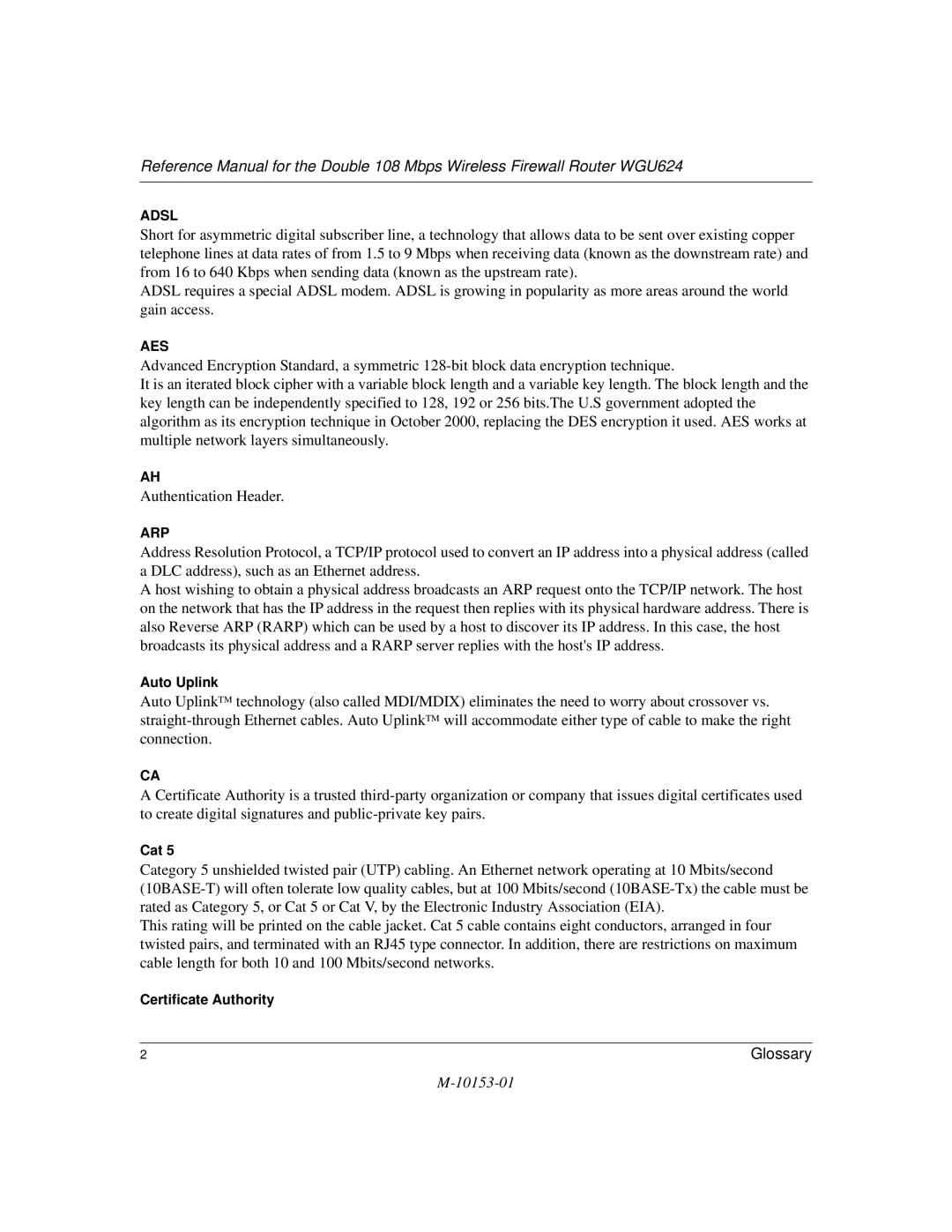 NETGEAR WGU624 manual Adsl 