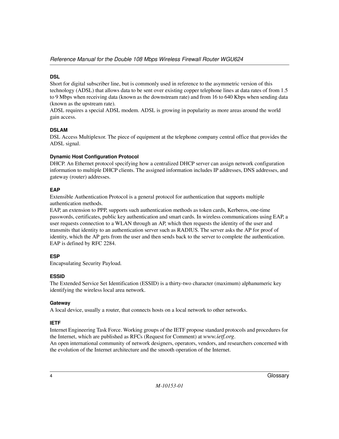 NETGEAR WGU624 manual Encapsulating Security Payload 