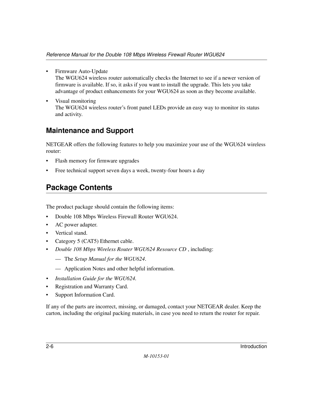 NETGEAR WGU624 manual Package Contents 