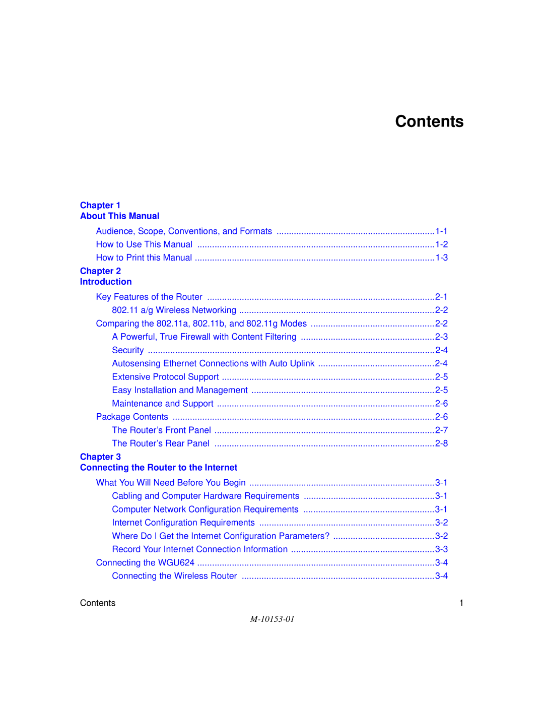 NETGEAR WGU624 manual Contents 