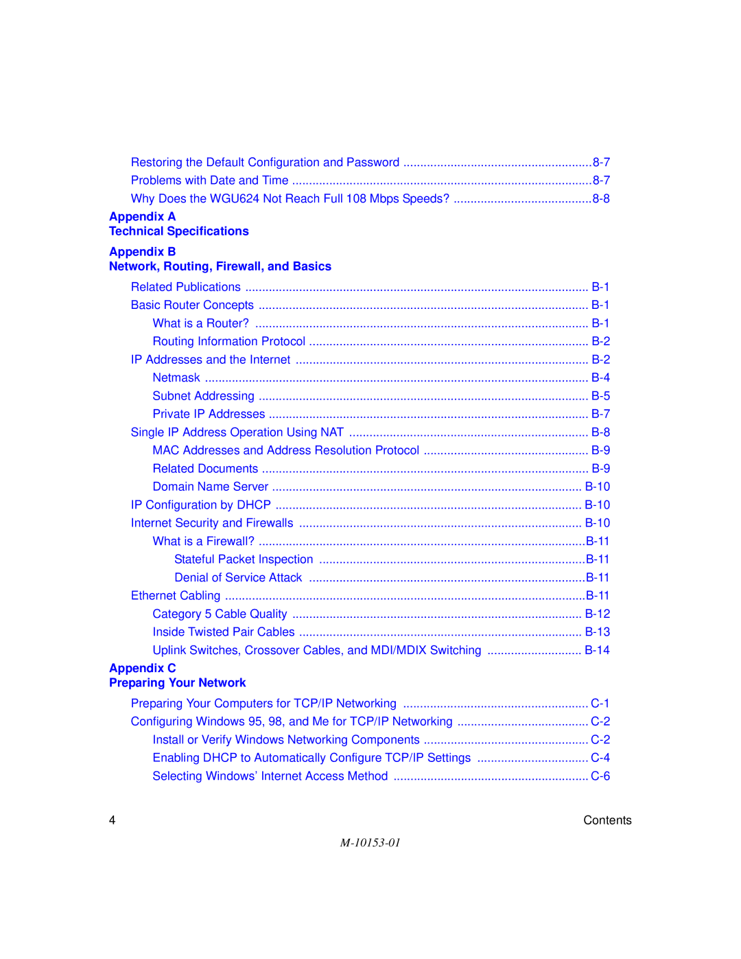 NETGEAR WGU624 manual Appendix C Preparing Your Network 