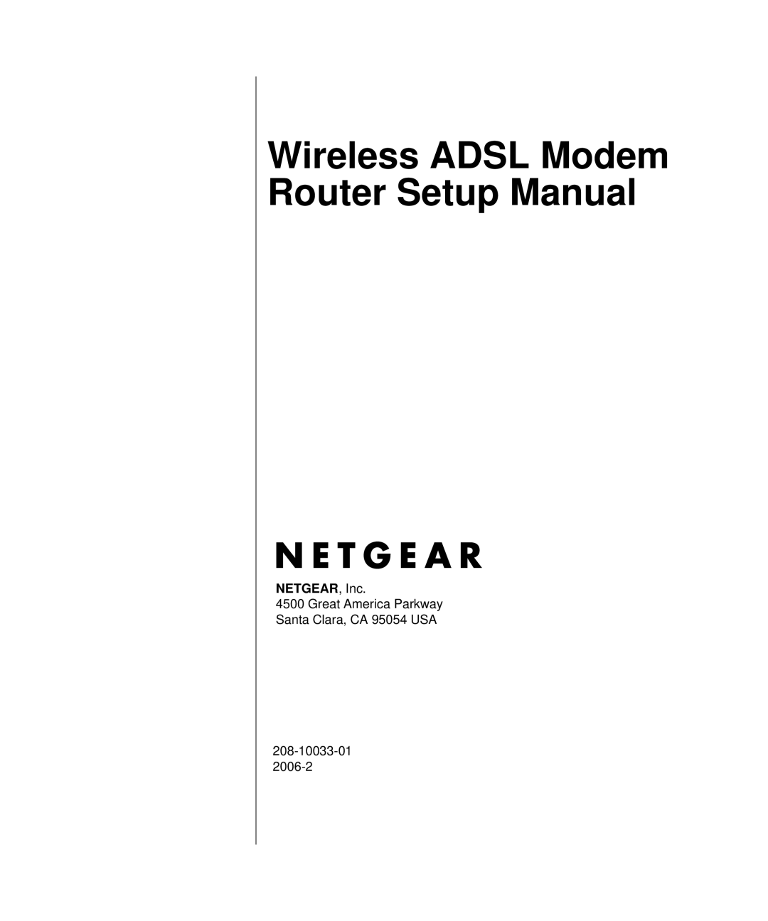 NETGEAR Wireless ADSL Modem Router manual Wireless Adsl Modem Router Setup Manual 