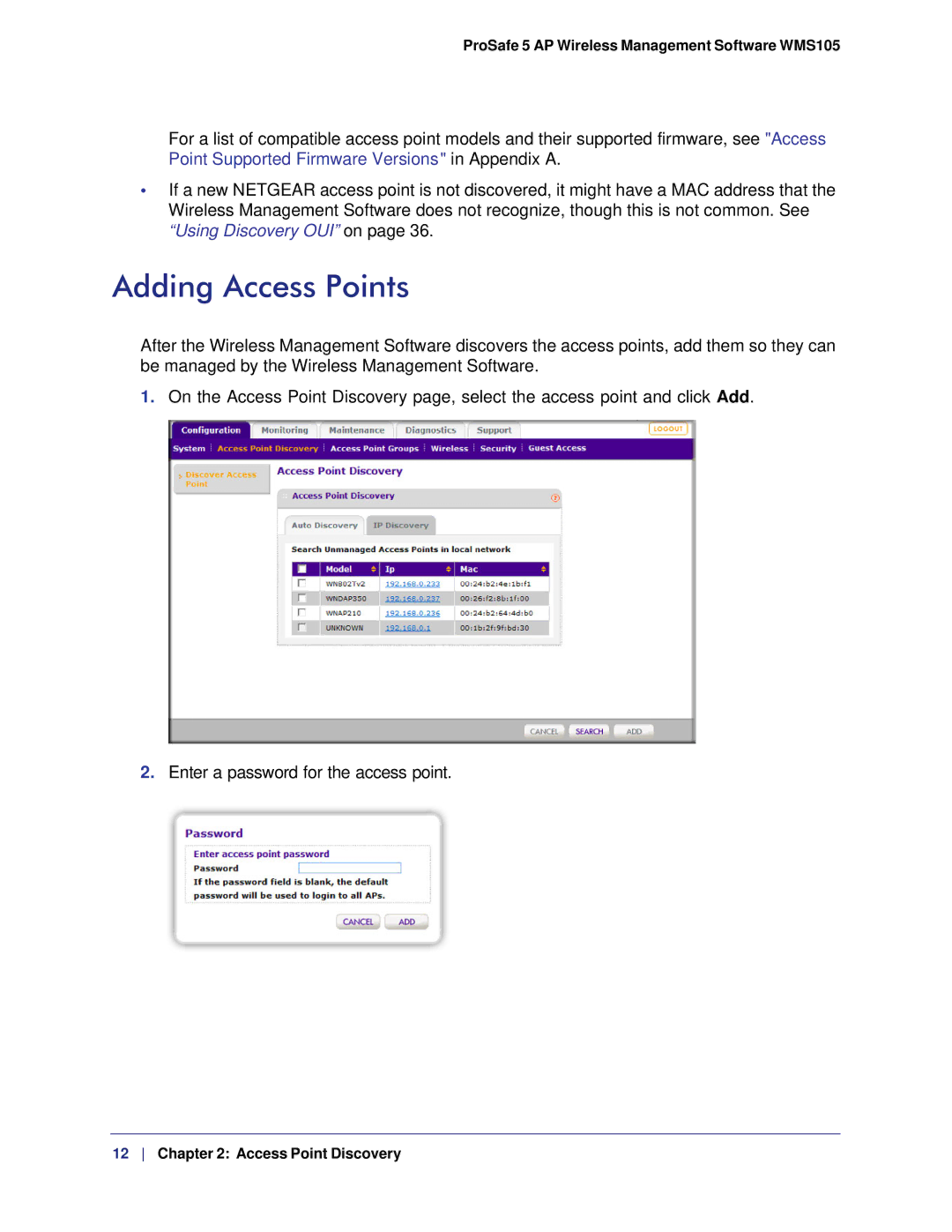 NETGEAR WMS105-10000S user manual Adding Access Points 