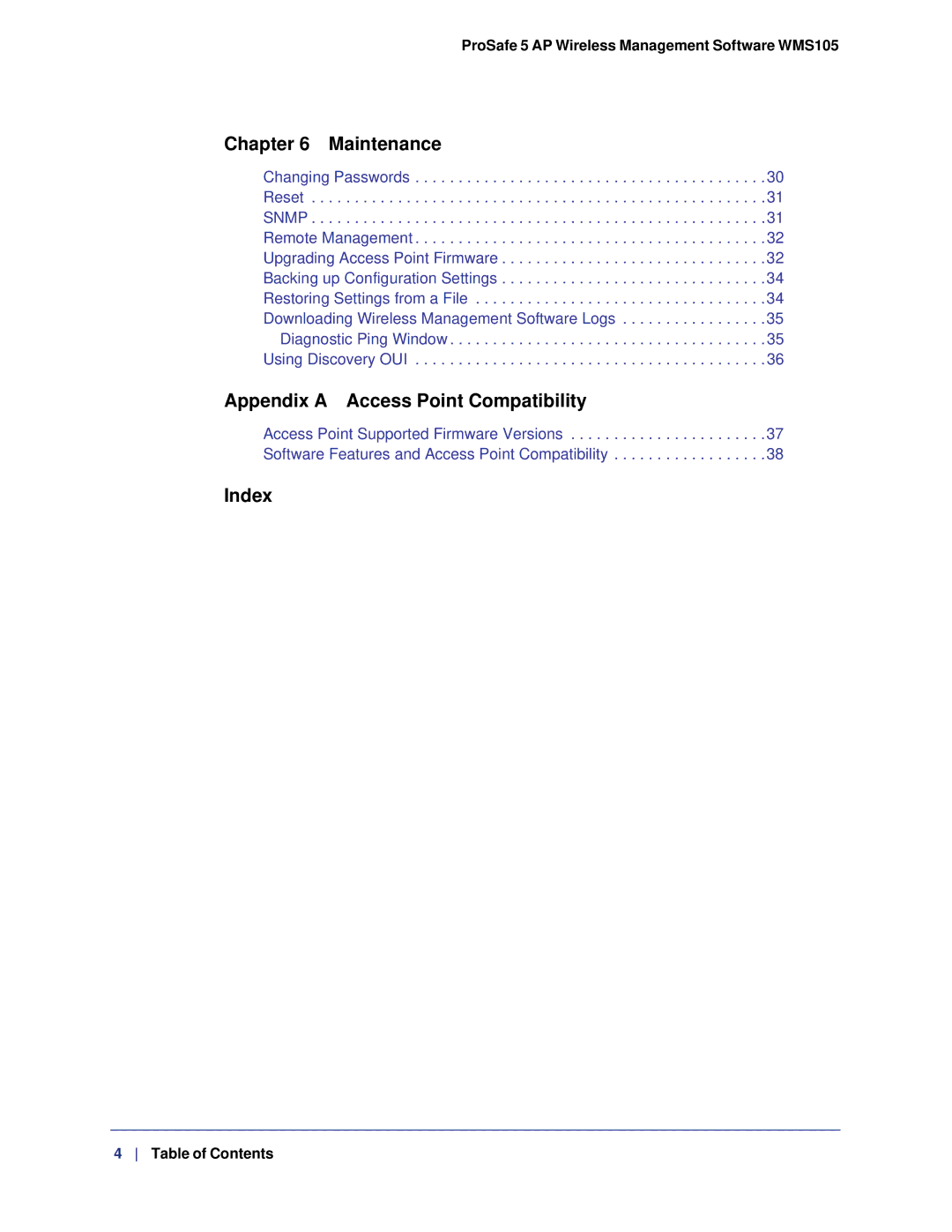 NETGEAR WMS105-10000S user manual Index 