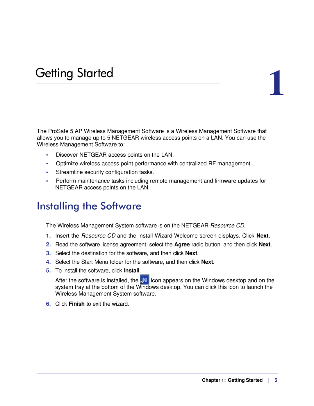 NETGEAR WMS105-10000S user manual Getting Started, Installing the Software 