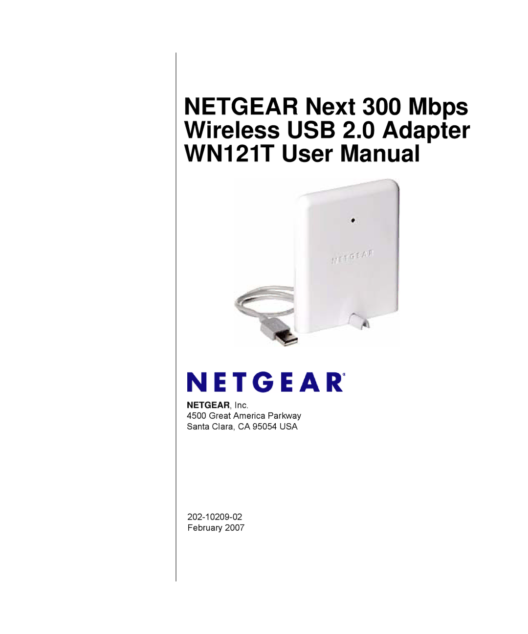 NETGEAR WN121T user manual Netgear Next 300 Mbps Wireless USB 2.0 Adapter 