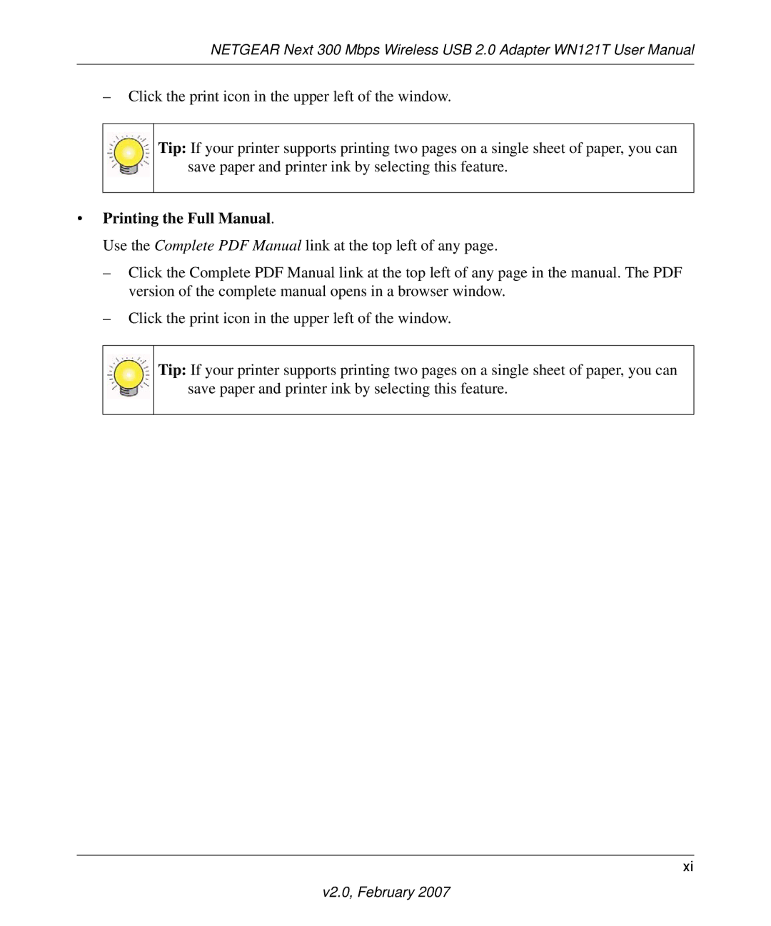 NETGEAR WN121T user manual Printing the Full Manual 