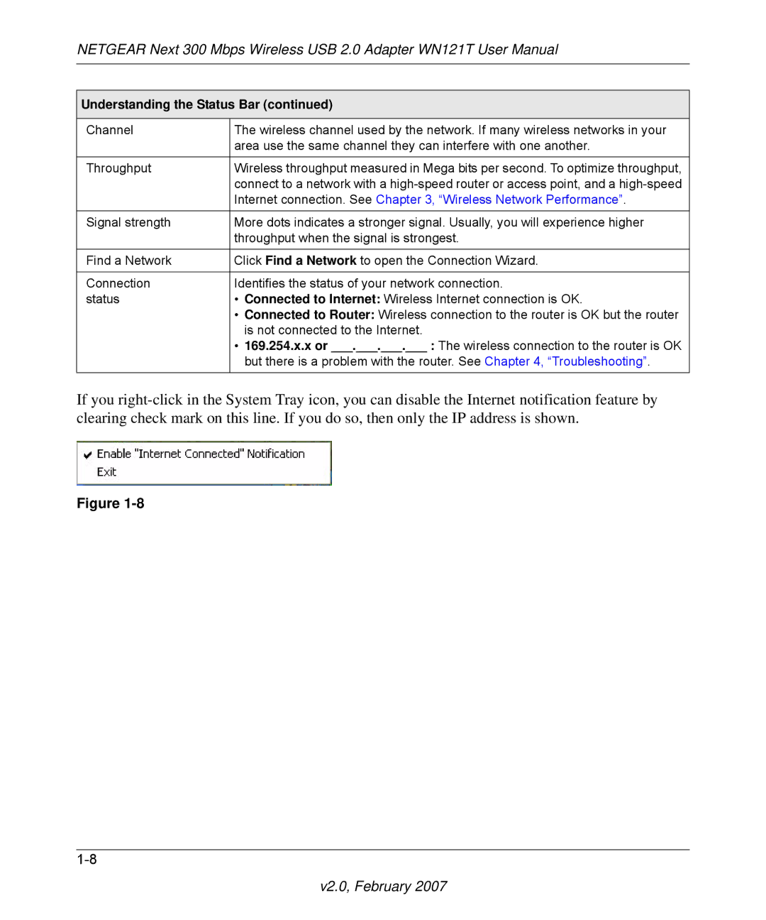 NETGEAR WN121T user manual Internet connection. See , Wireless Network Performance 