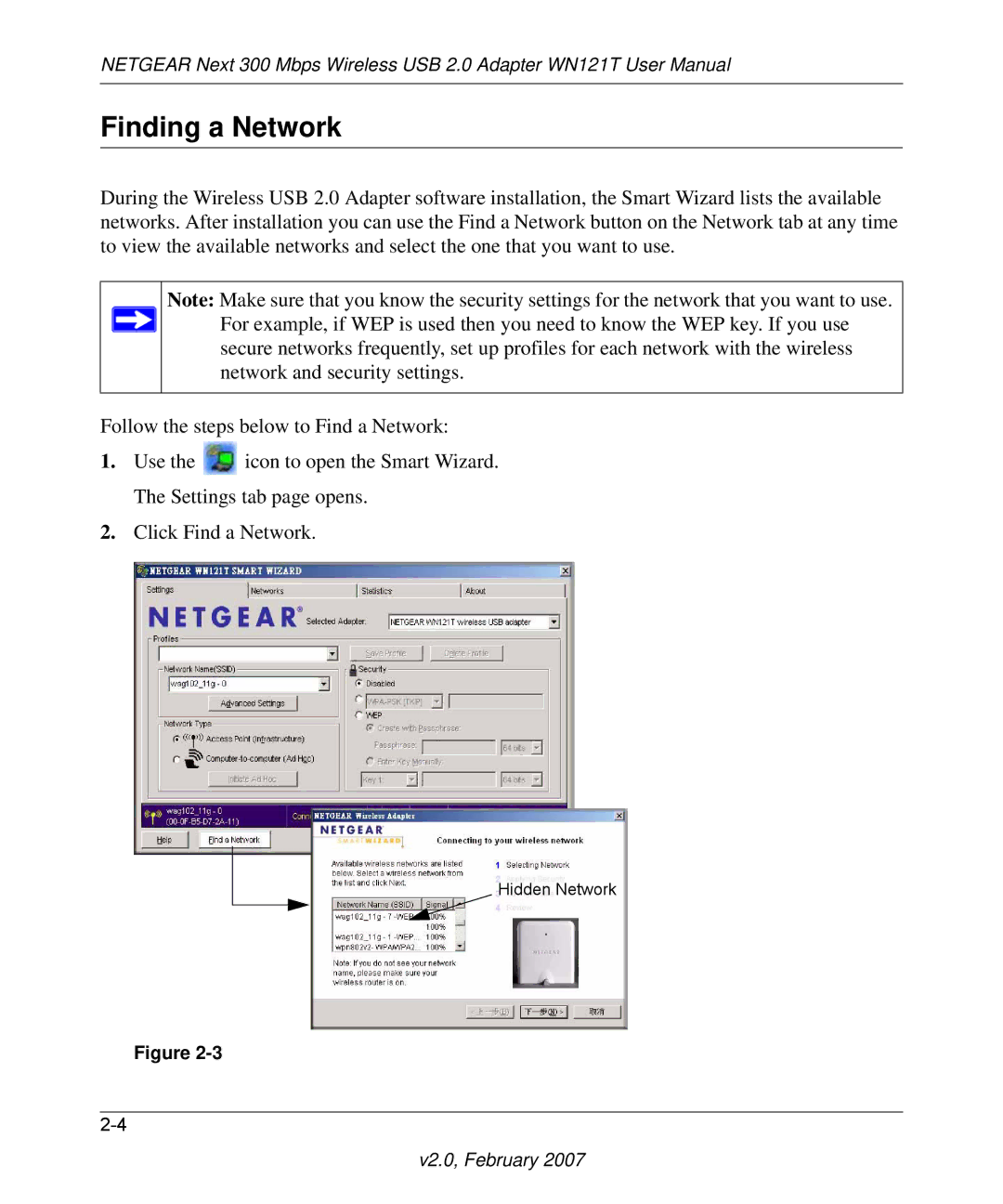 NETGEAR WN121T user manual Finding a Network 