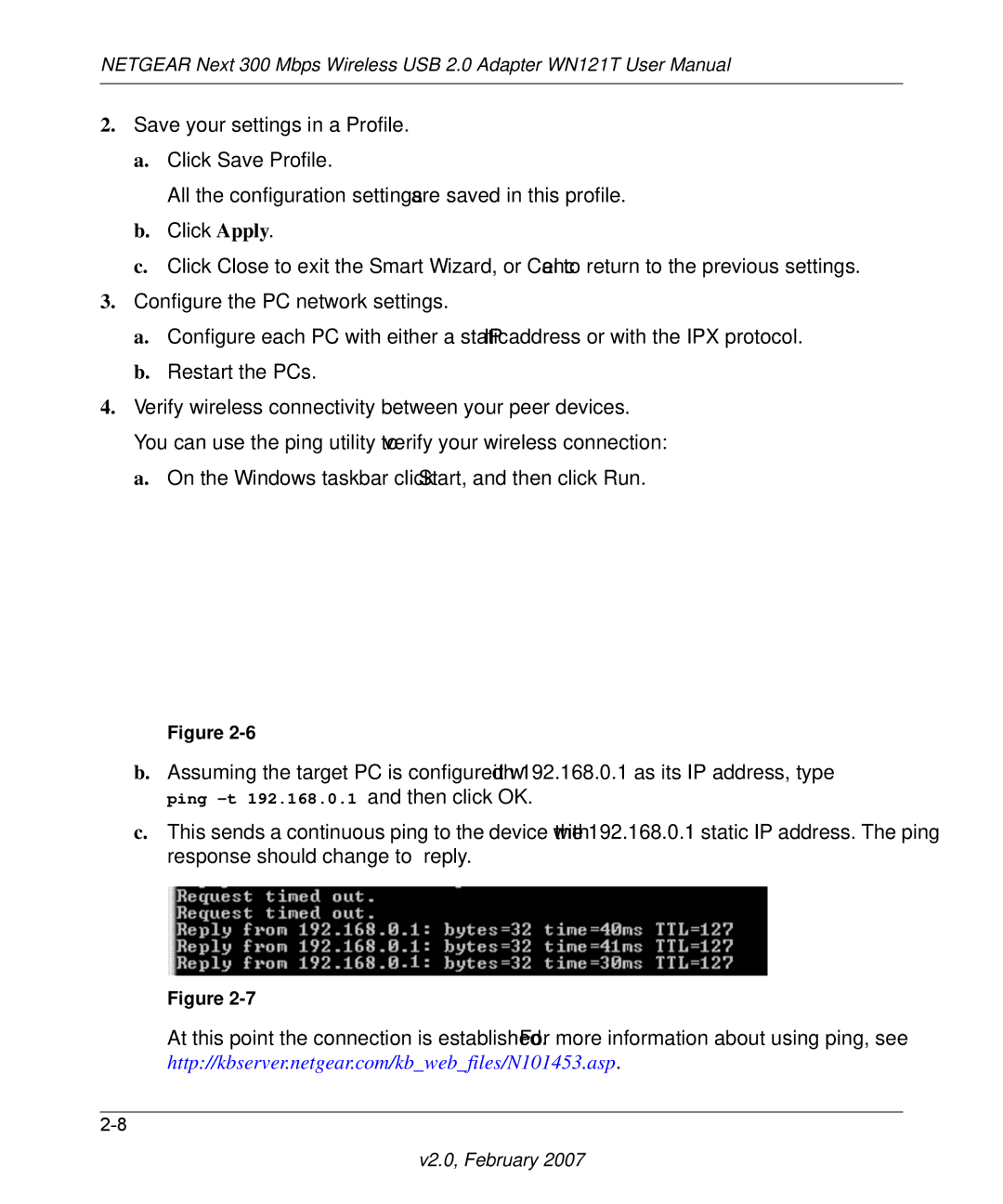 NETGEAR WN121T user manual Ping -t 192.168.0.1 and then click OK 