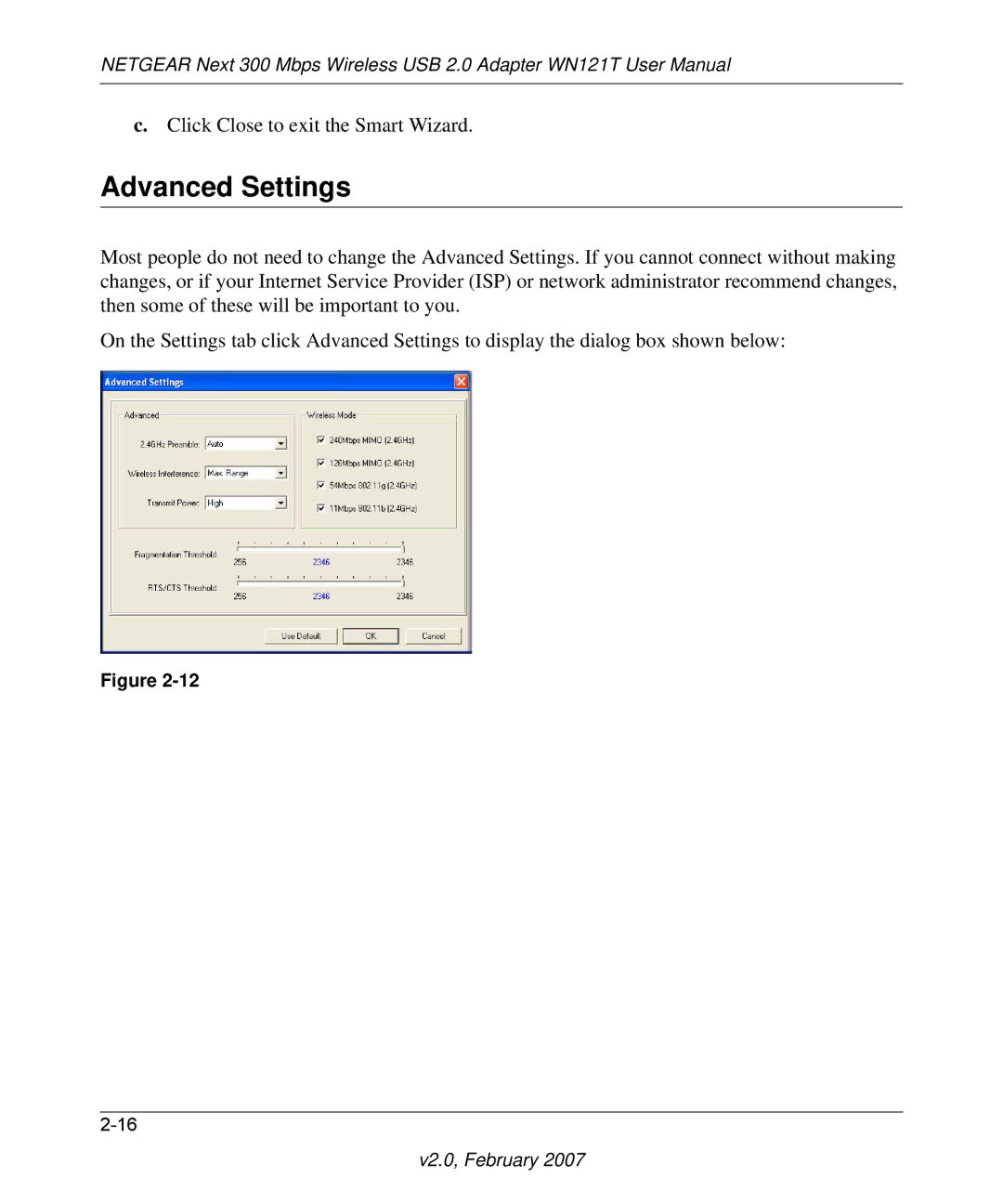 NETGEAR WN121T user manual Advanced Settings 