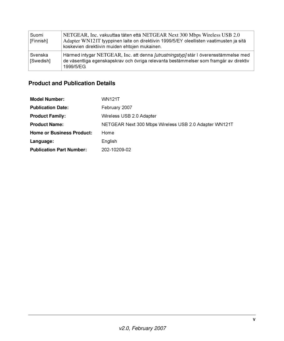 NETGEAR WN121T user manual Product and Publication Details 