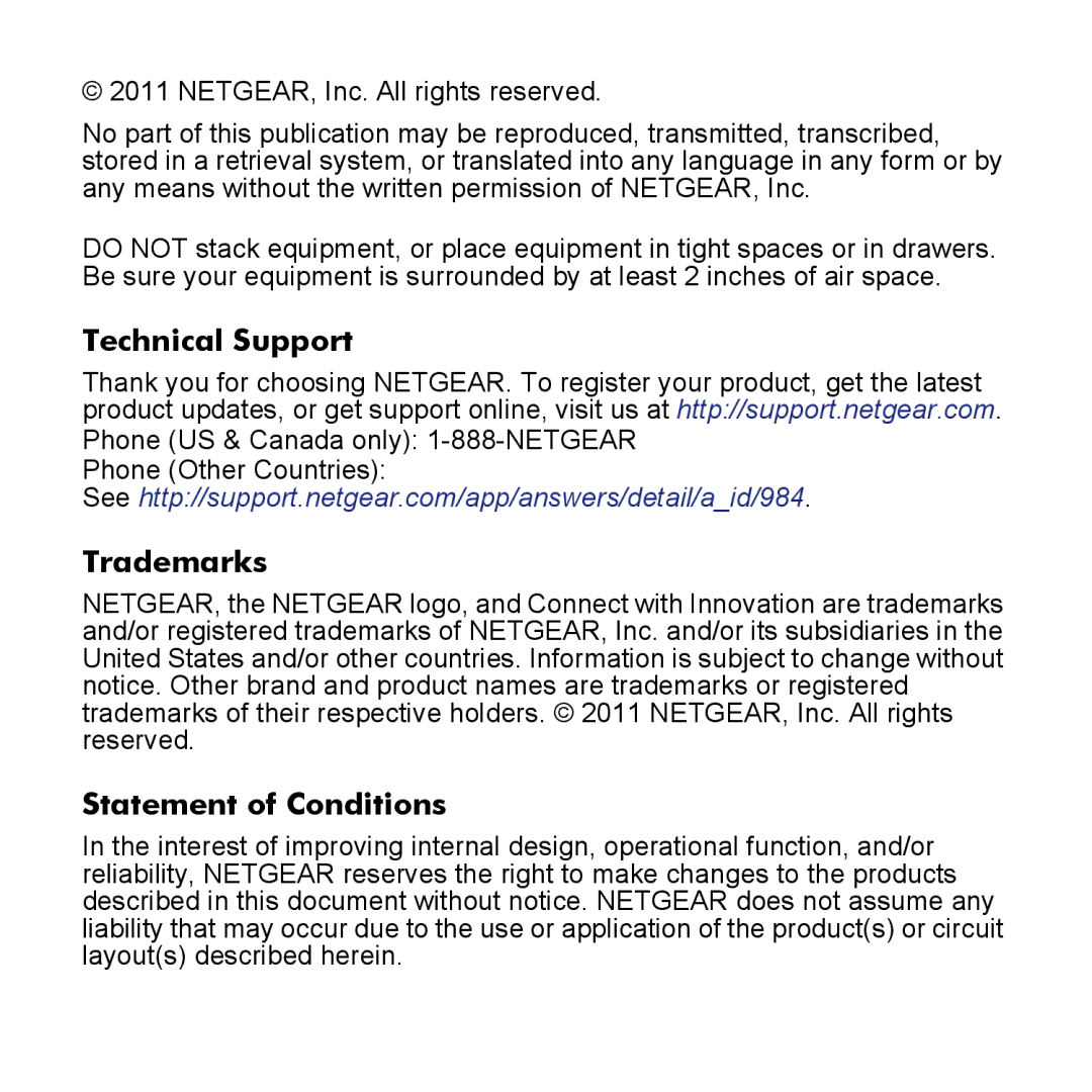 NETGEAR WN2000RPTv2 manual Technical Support 