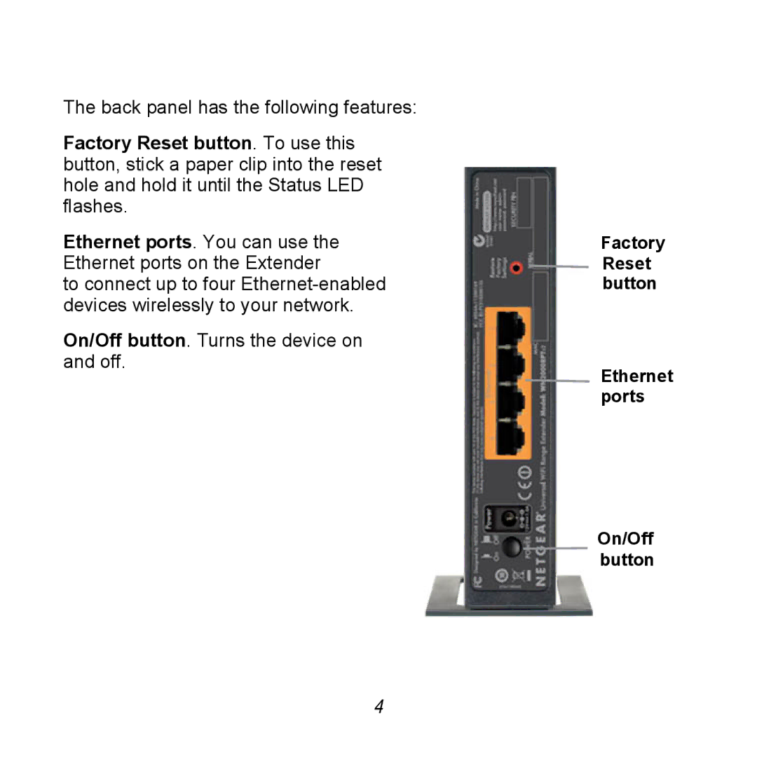 NETGEAR WN2000RPTv2 manual Factory Reset button. To use this 