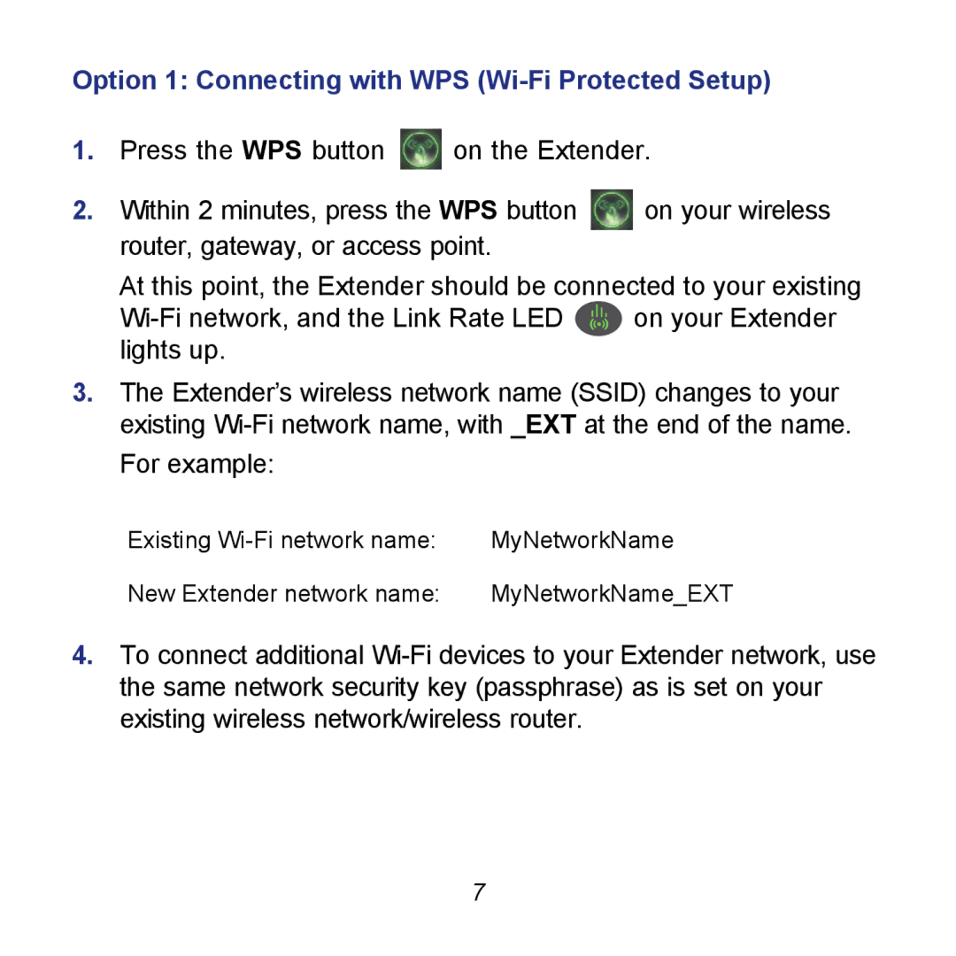 NETGEAR WN2000RPTv2 manual Option 1 Connecting with WPS Wi-Fi Protected Setup 