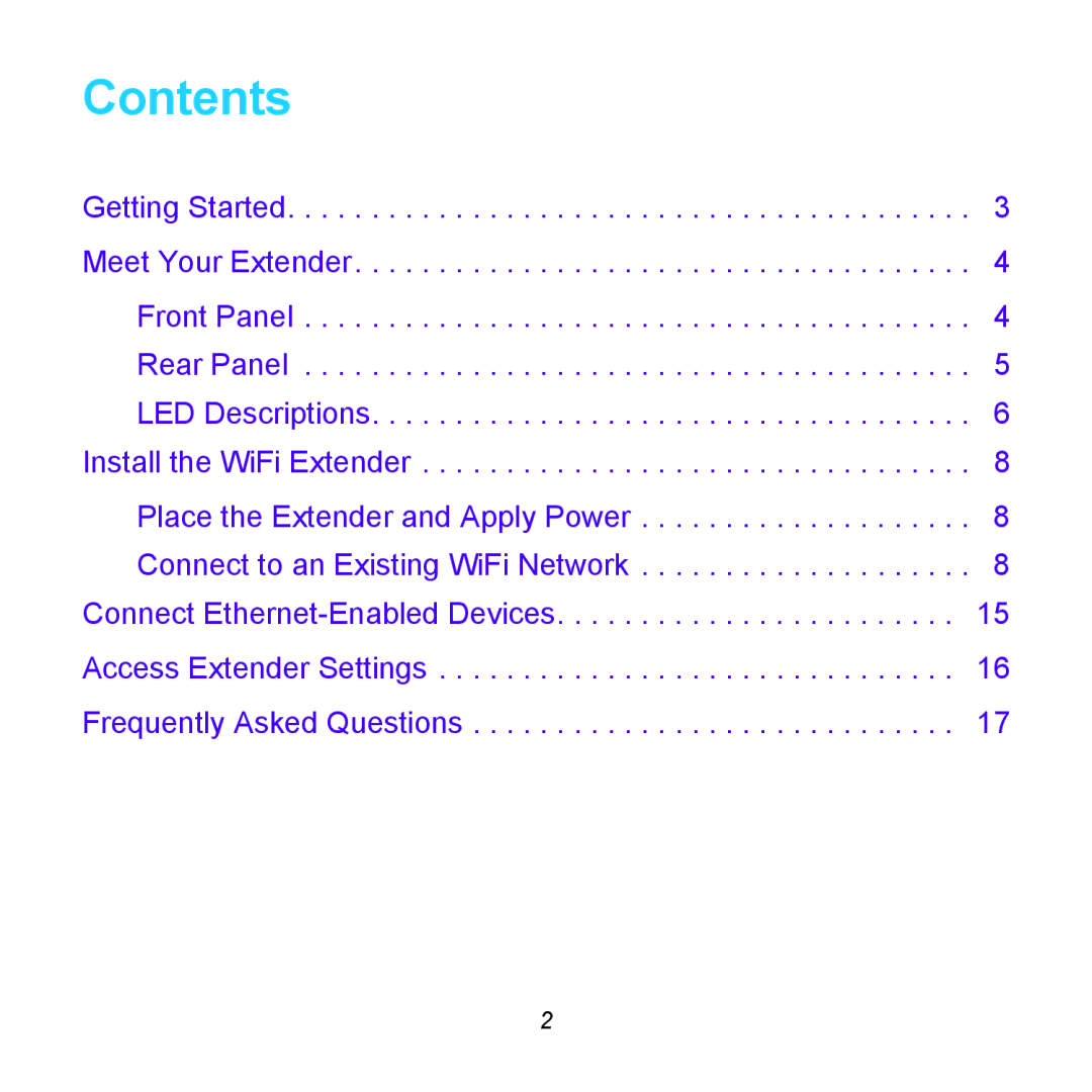 NETGEAR WN2500RP manual Contents 