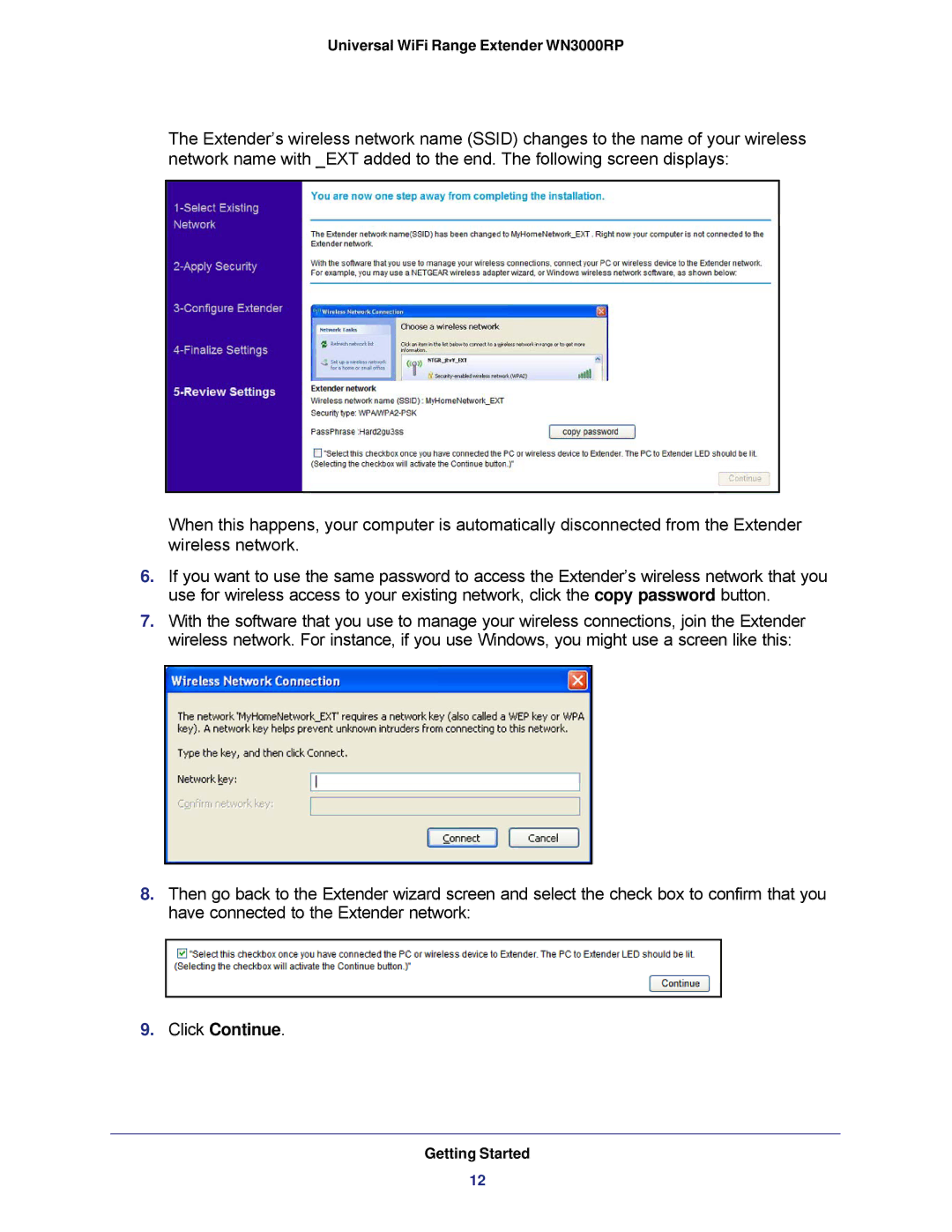 NETGEAR WN3000RP-100NAS, wn3000rp user manual Click Continue 