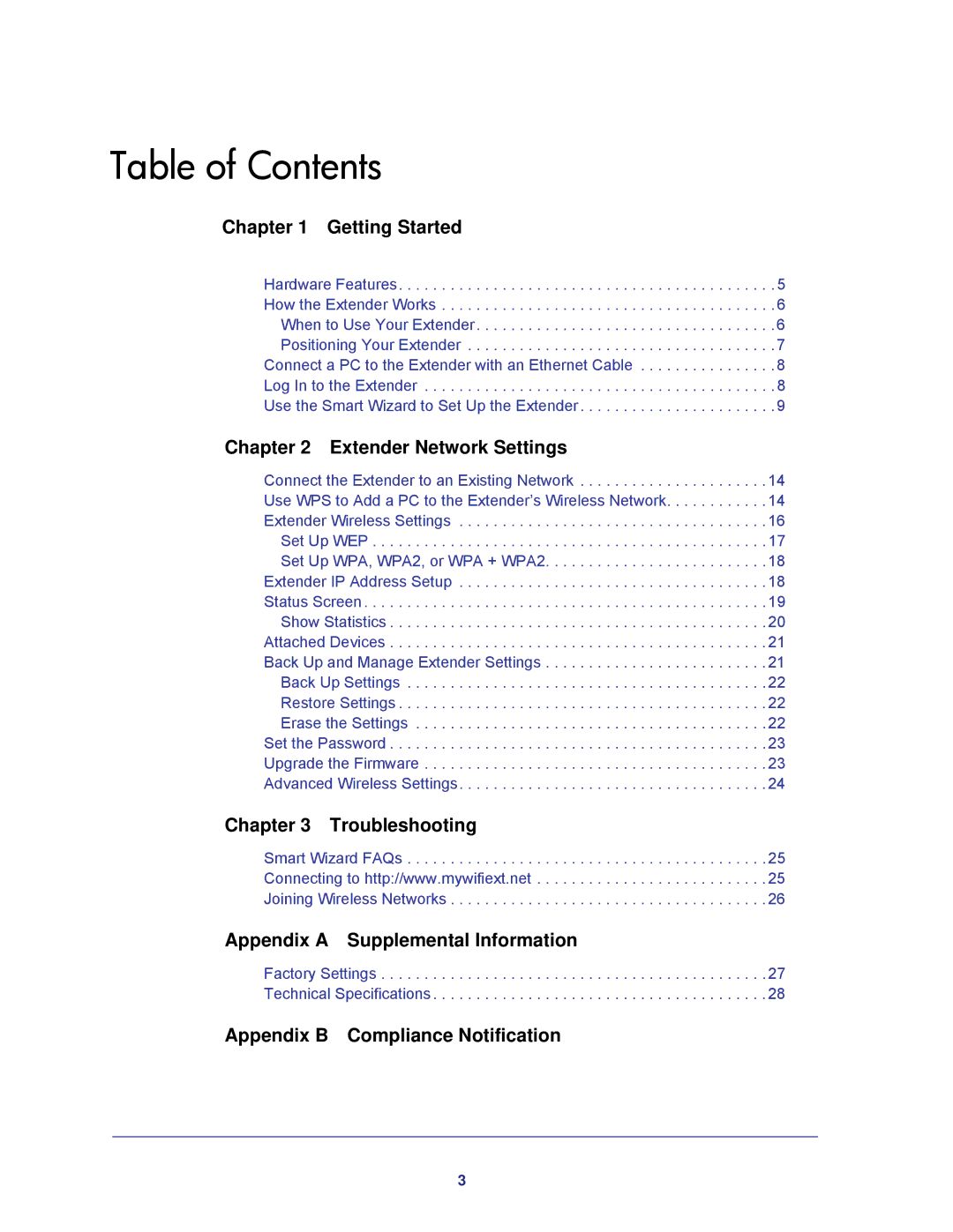 NETGEAR wn3000rp, WN3000RP-100NAS user manual Table of Contents 