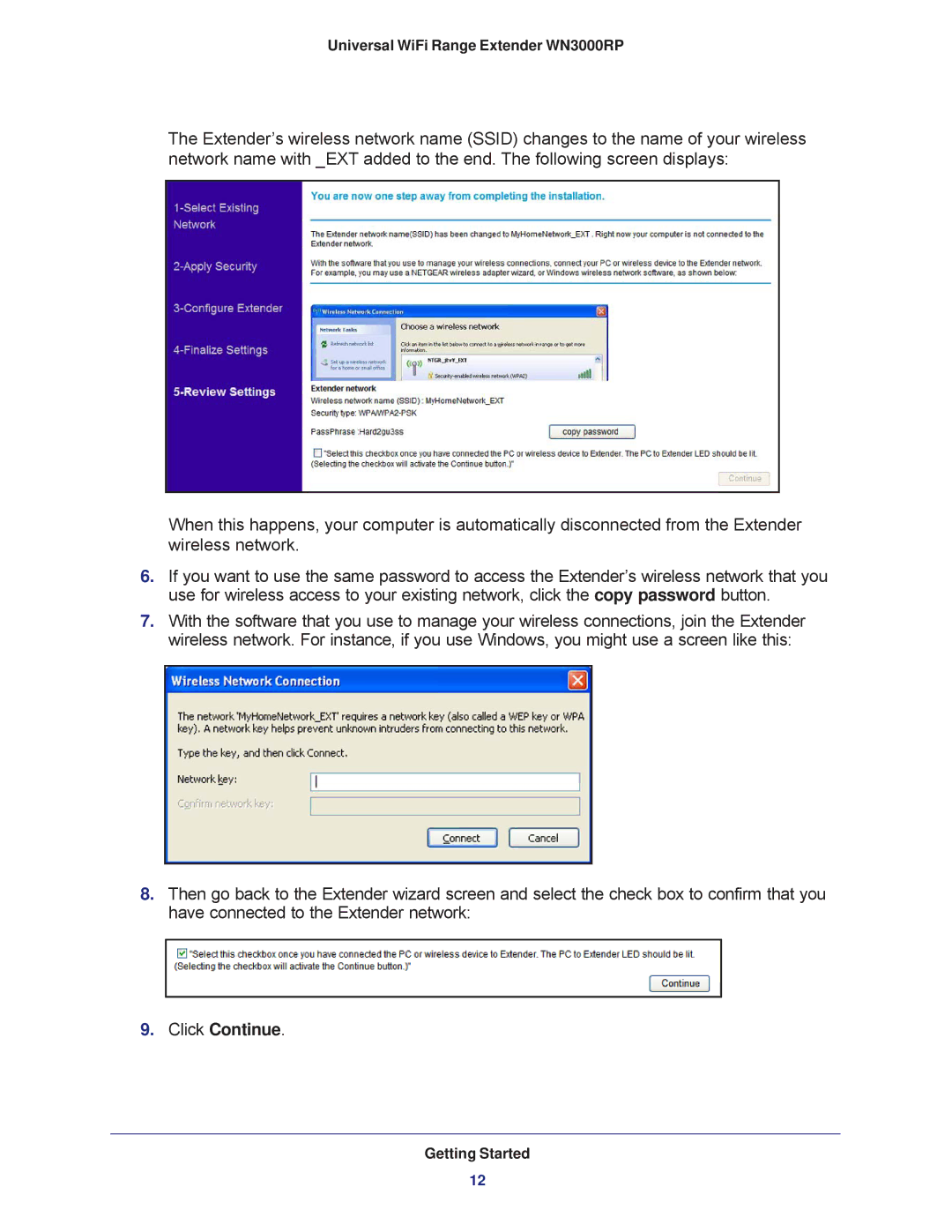 NETGEAR wn3000rp user manual Click Continue 