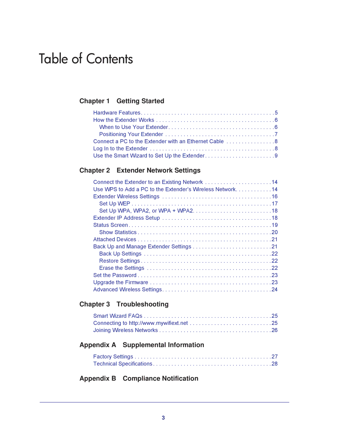 NETGEAR wn3000rp user manual Table of Contents 