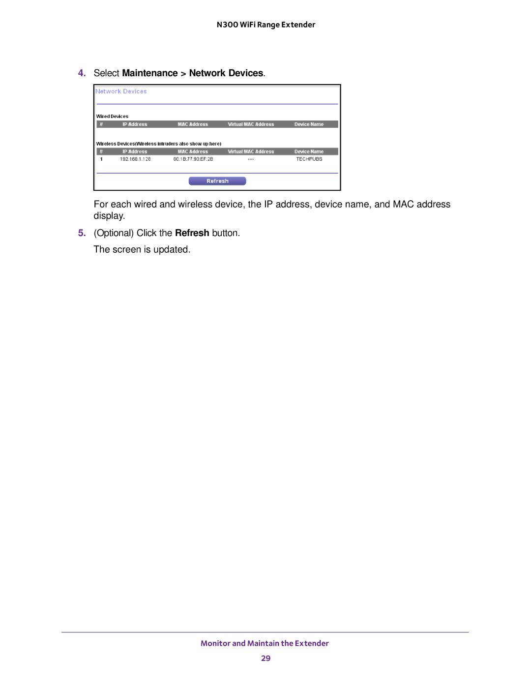 NETGEAR wn3000rp user manual Select Maintenance Network Devices 