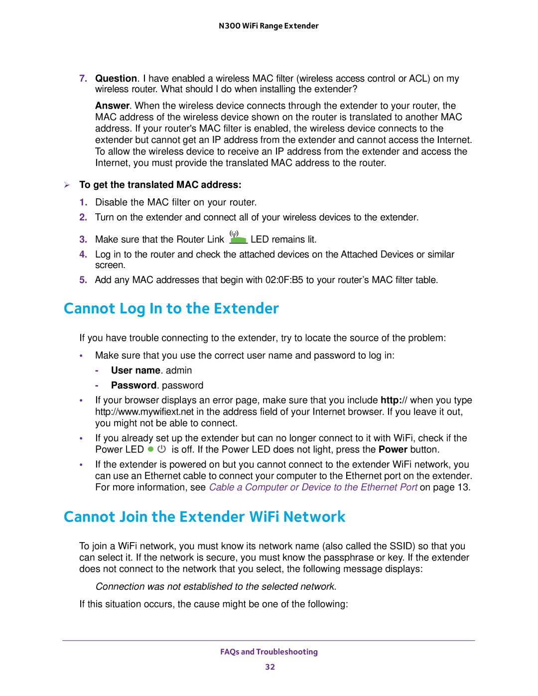 NETGEAR wn3000rp Cannot Log In to the Extender, Cannot Join the Extender WiFi Network,  To get the translated MAC address 