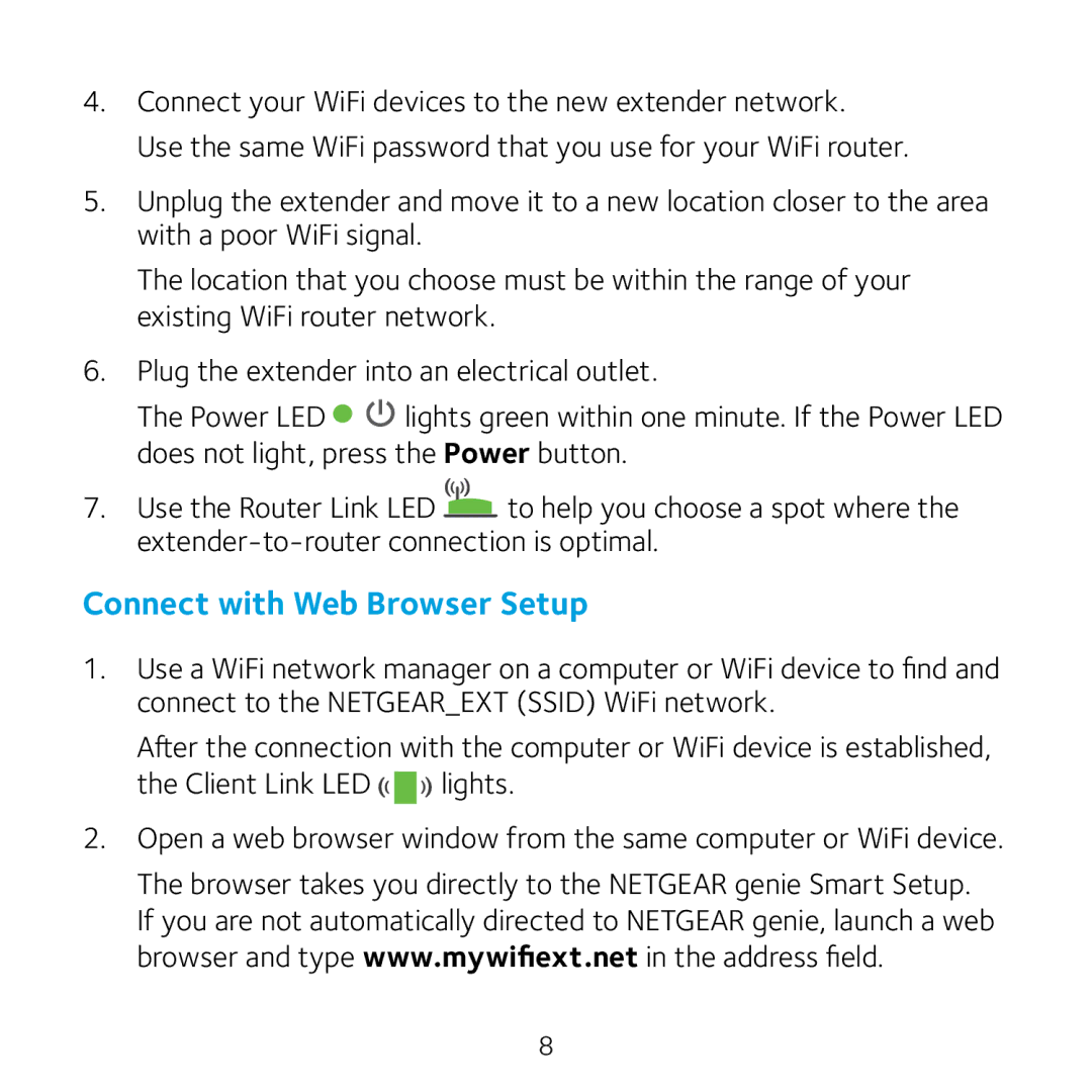 NETGEAR WN3000RPv3 manual Connect with Web Browser Setup 