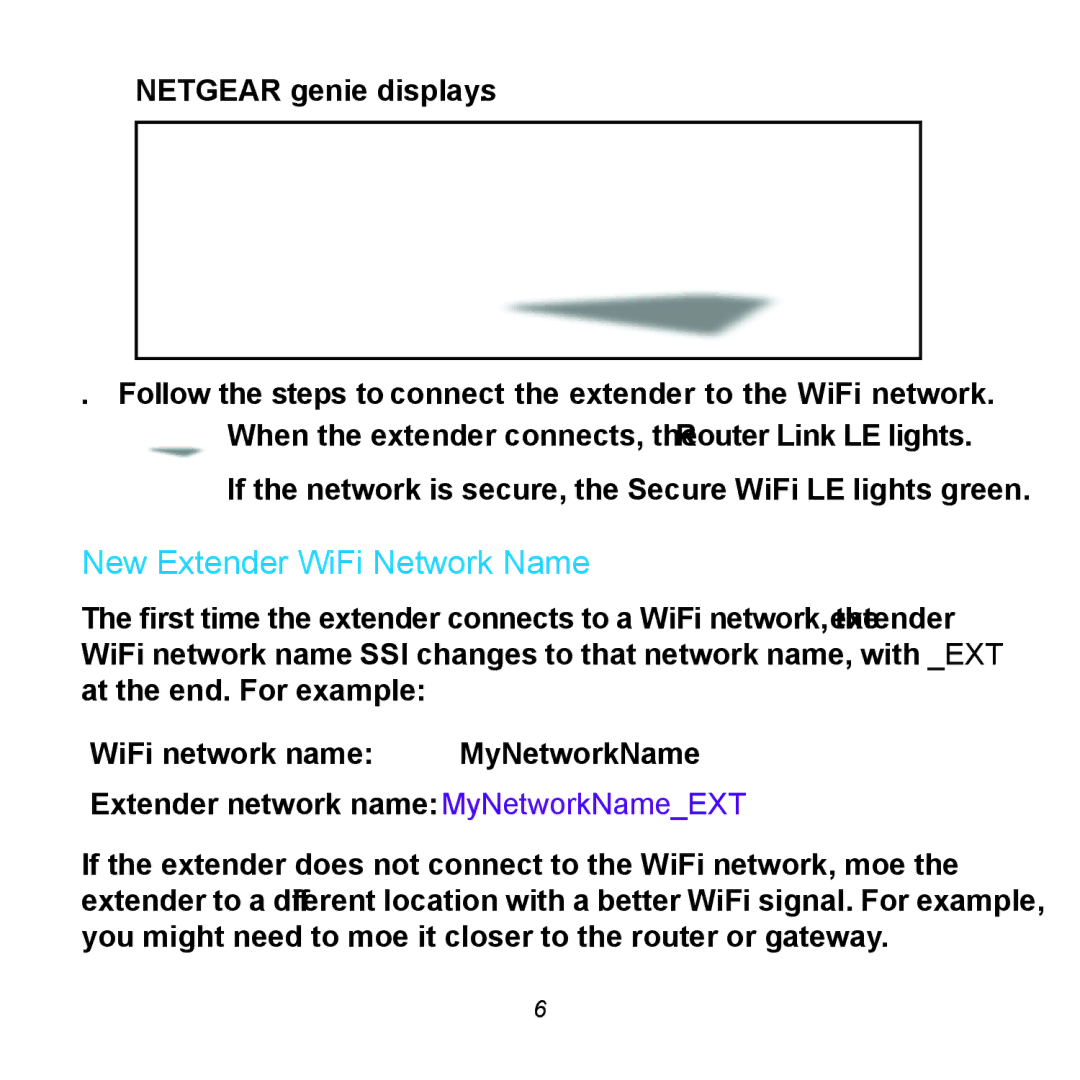 NETGEAR WN31000RP manual New Extender WiFi Network Name 