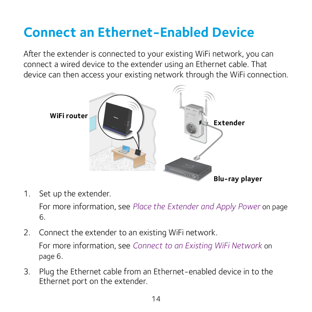 NETGEAR WN3100RP manual Connect an Ethernet-Enabled Device 